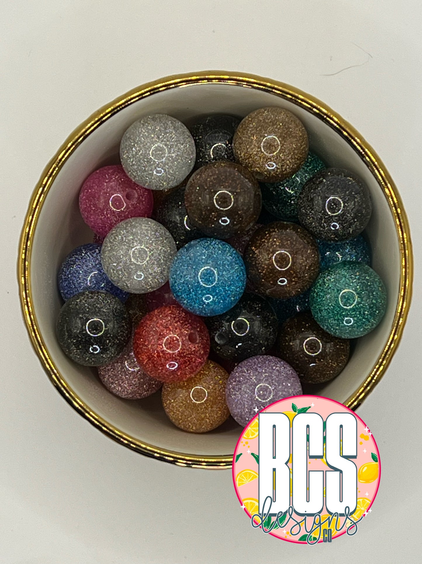 20mm Glitter Acrylic Bead MIX (10 Pack)