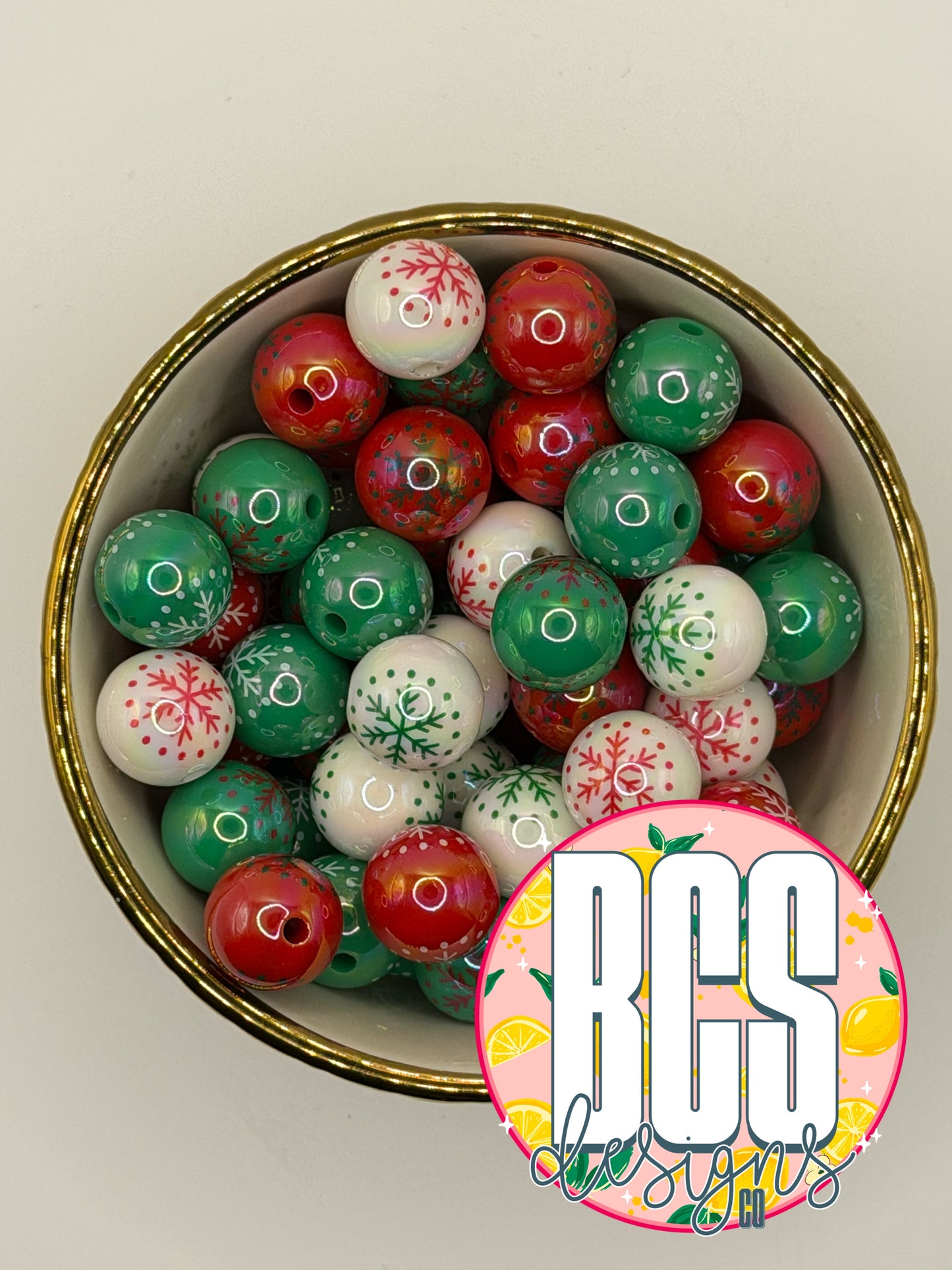 Christmas Snowflake AB Acrylic Bead MIX (10 Pack)