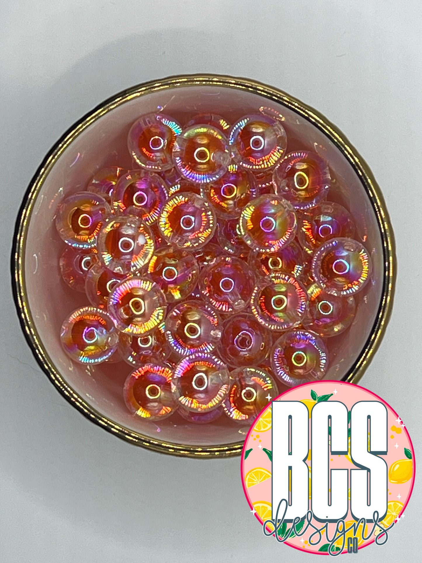 Orange AB 16mm Double Wall Acrylic Bead (Sold Individually)