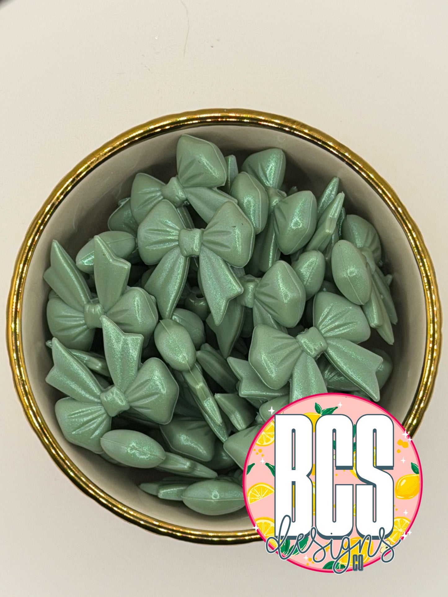 Mossy Sage OPAL Coquette Bow Focal Bead BCS EXCLUSIVE