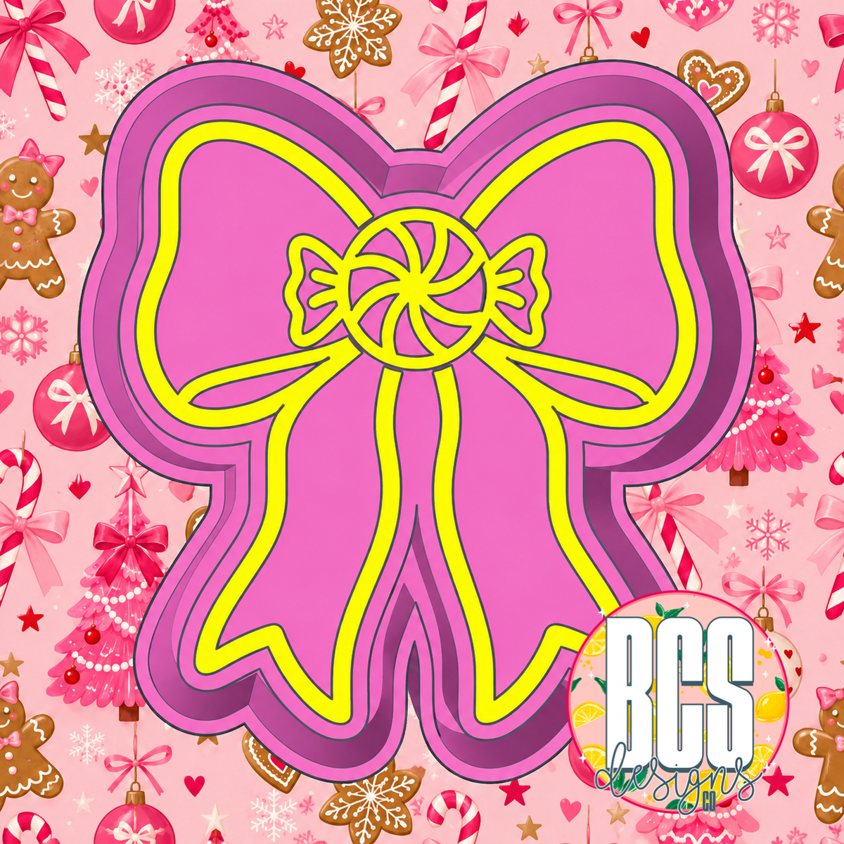 Simple Peppermint Bow Freshie Mold- BCS EXCLUSIVE