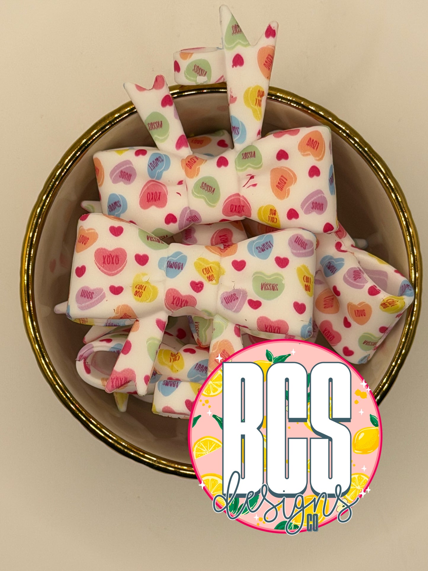 Conversation Hearts Bow Straw Topper EXCLUSIVE (Collab)