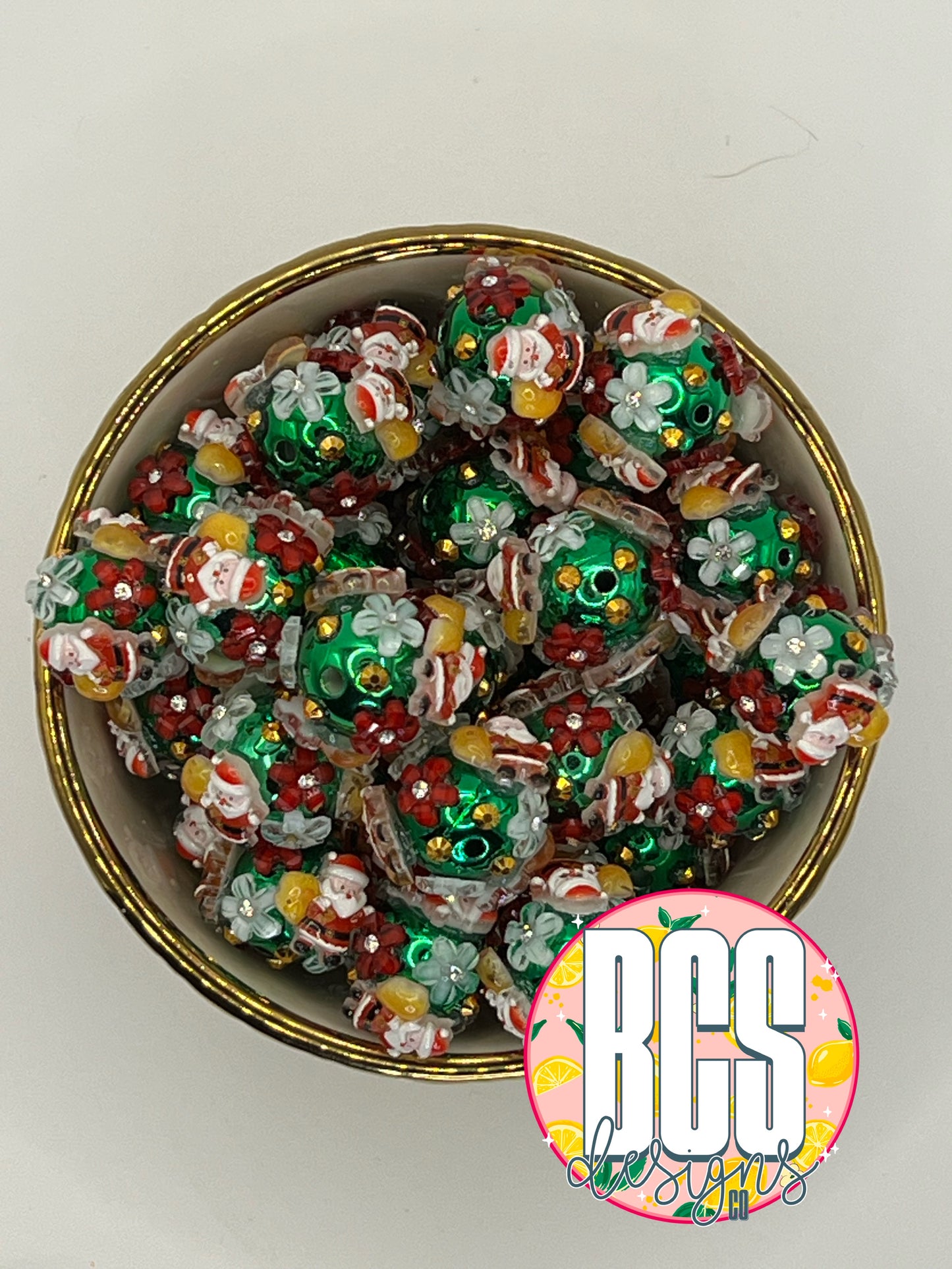 Metallic Santa Specialty Acrylic Bead (Sold Individually)