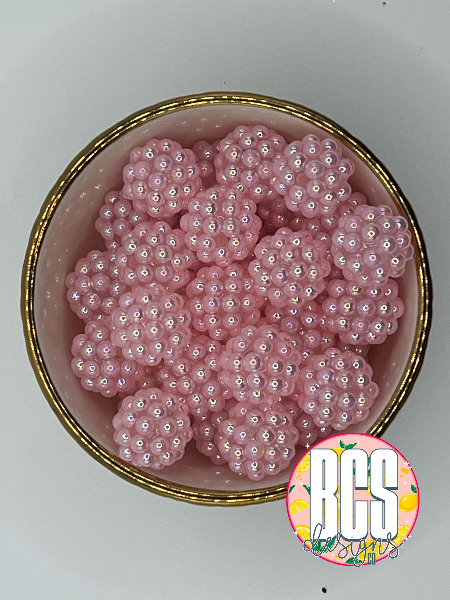 Pink Pearl Rhinestone Beads 16mm (sold individually)