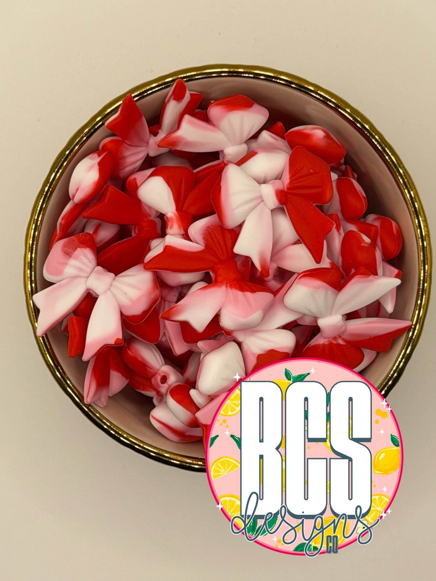 Holiday Swirl Coquette Bow Focal Bead BCS EXCLUSIVE