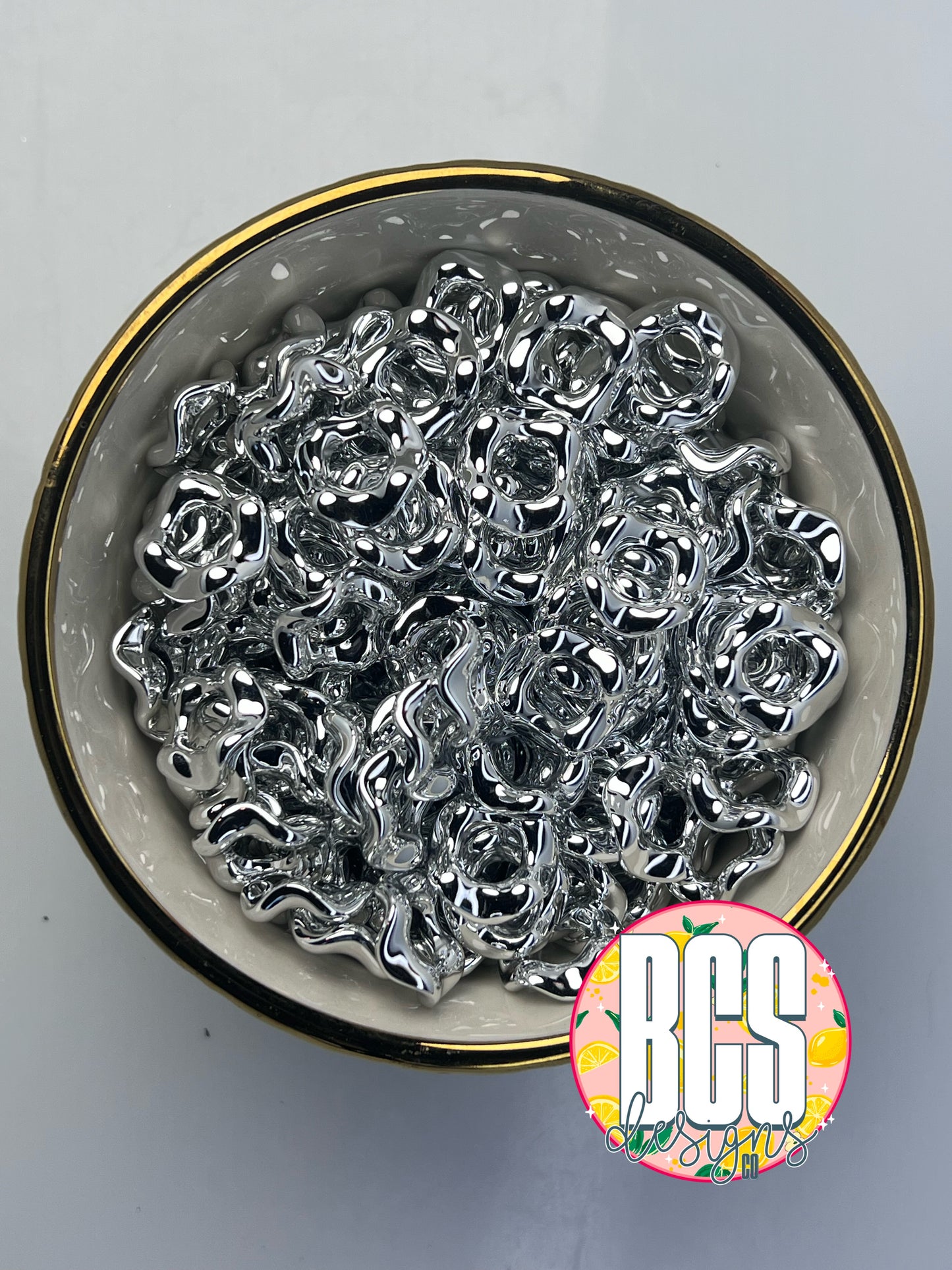 Silver 15mm Wavy Spacers (10 Pack)