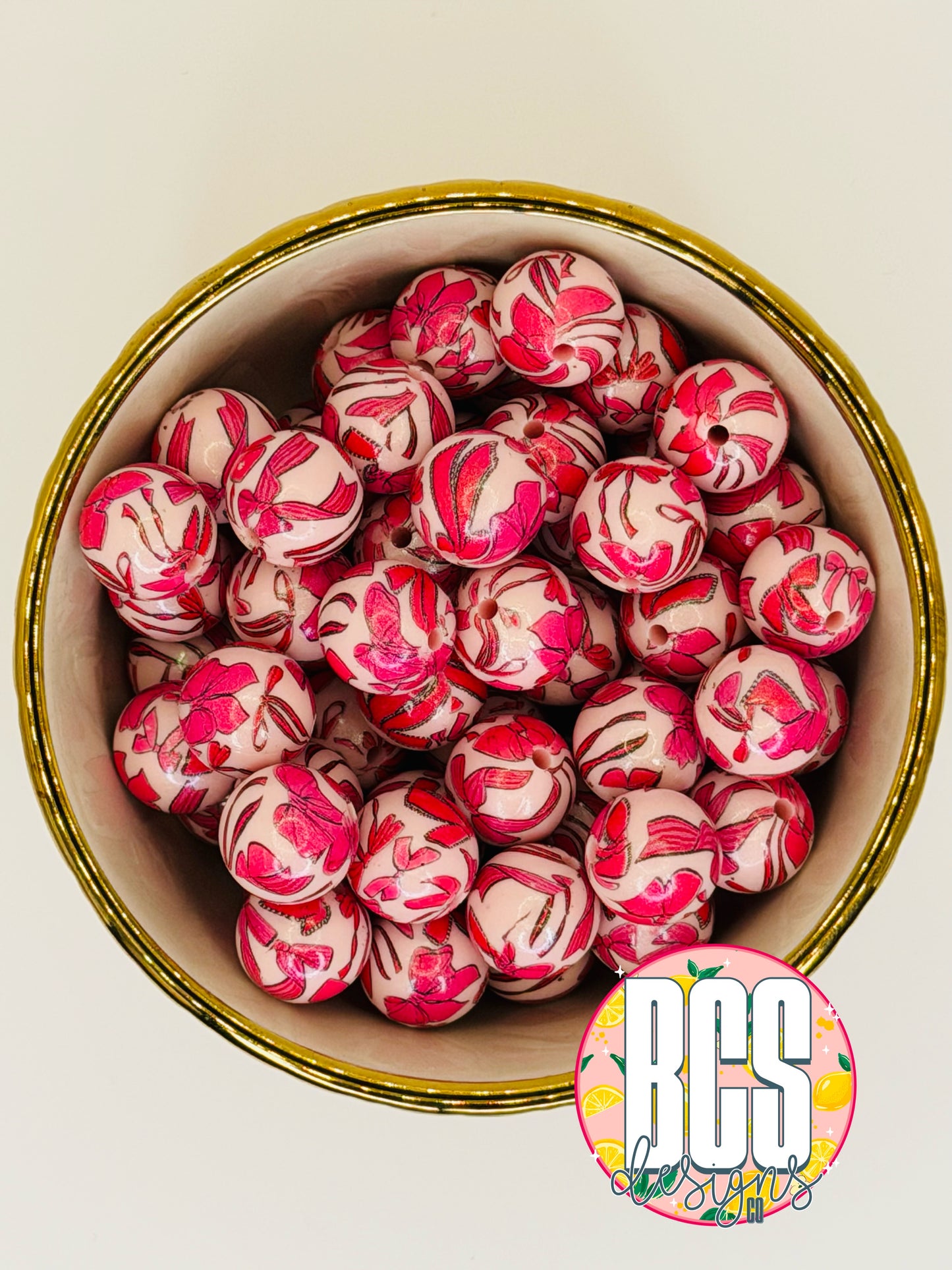 Bow Obsession OPAL 15mm Printed Silicone Bead (5 pack) BCS EXCLUSIVE (collab)