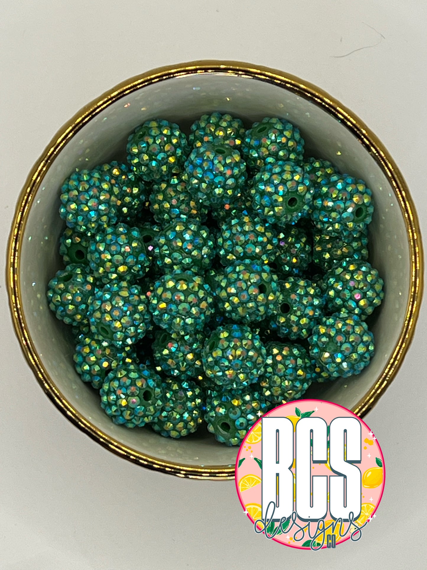 Lucky Green AB Rhinestone Beads 16mm (10 pack)