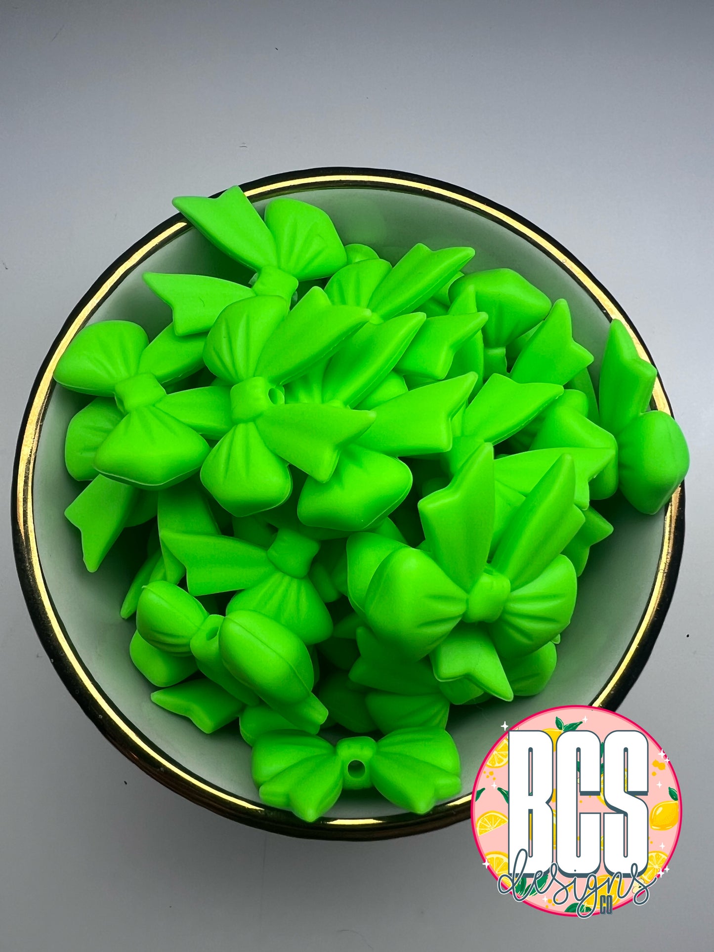 Electric Limeade Coquette Bow Focal Bead BCS EXCLUSIVE