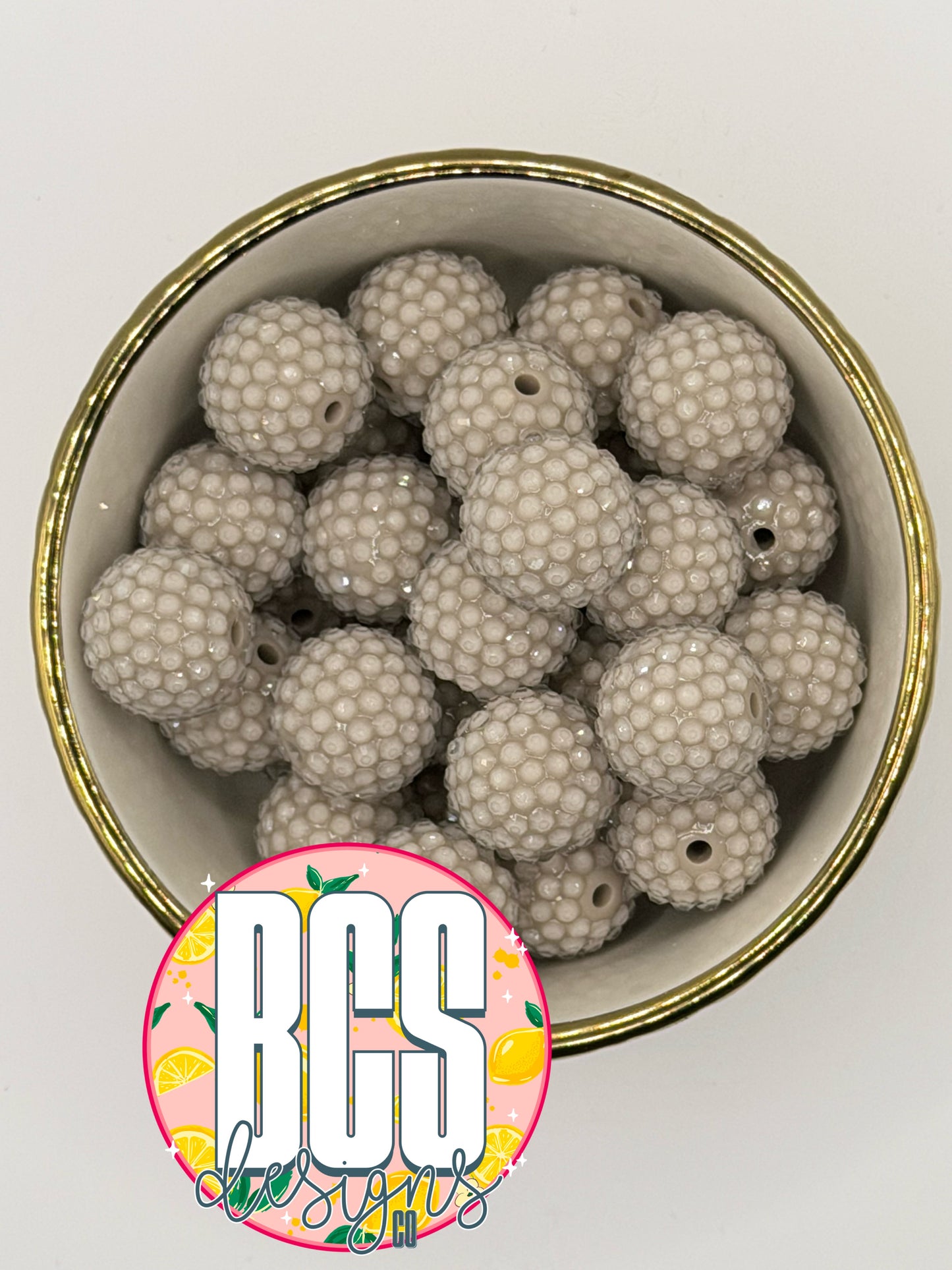 Taupe Rhinestone Beads 20mm (10 pack)