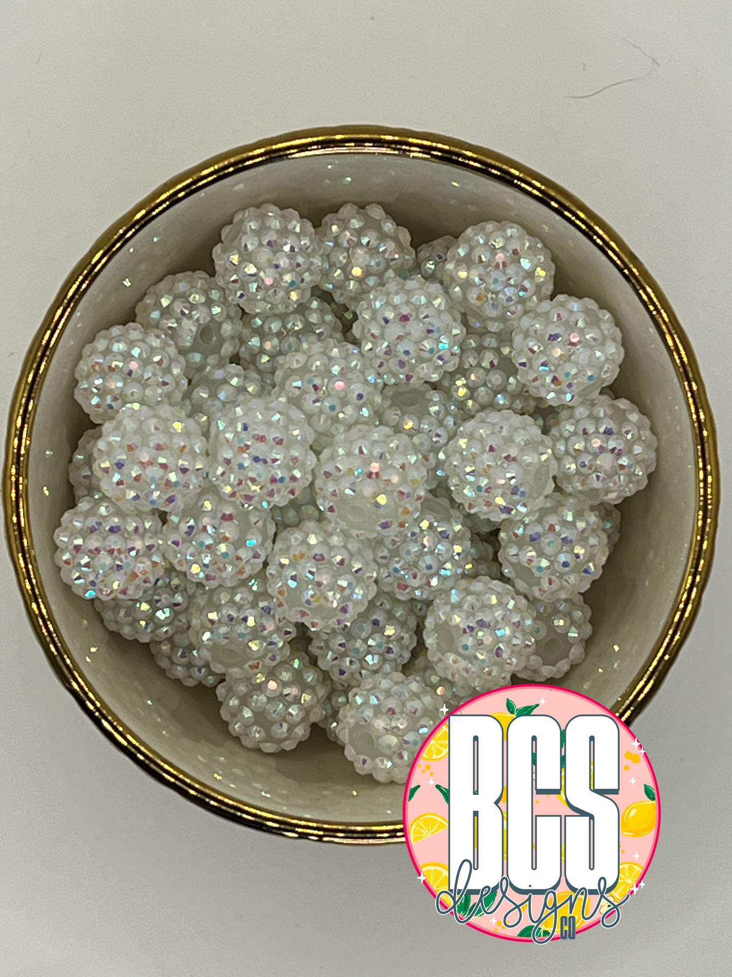 White Transparent AB Rhinestone Beads 16mm (10 pack)