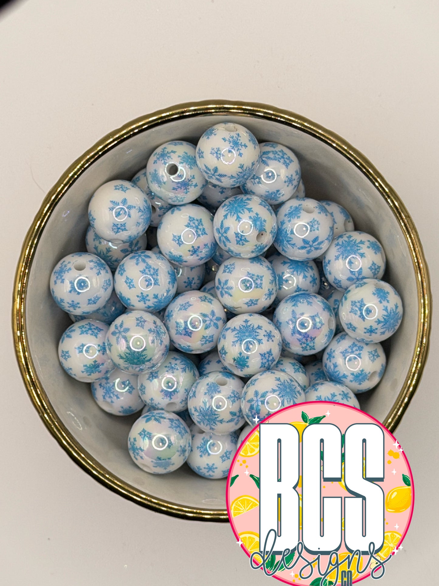 Snowflake AB 16mm Acrylic Bead (Sold Individually)