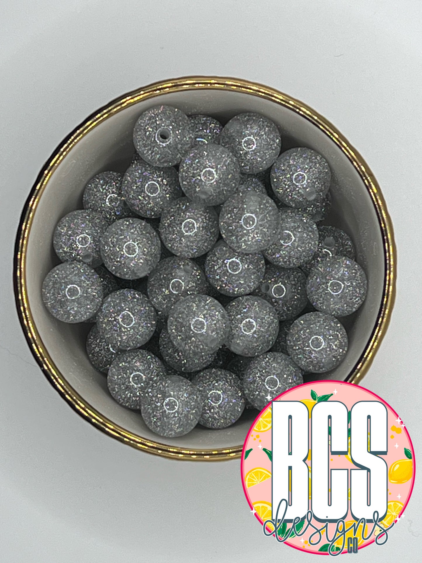 Silver Glitter Acrylic Bead (Sold Individually)