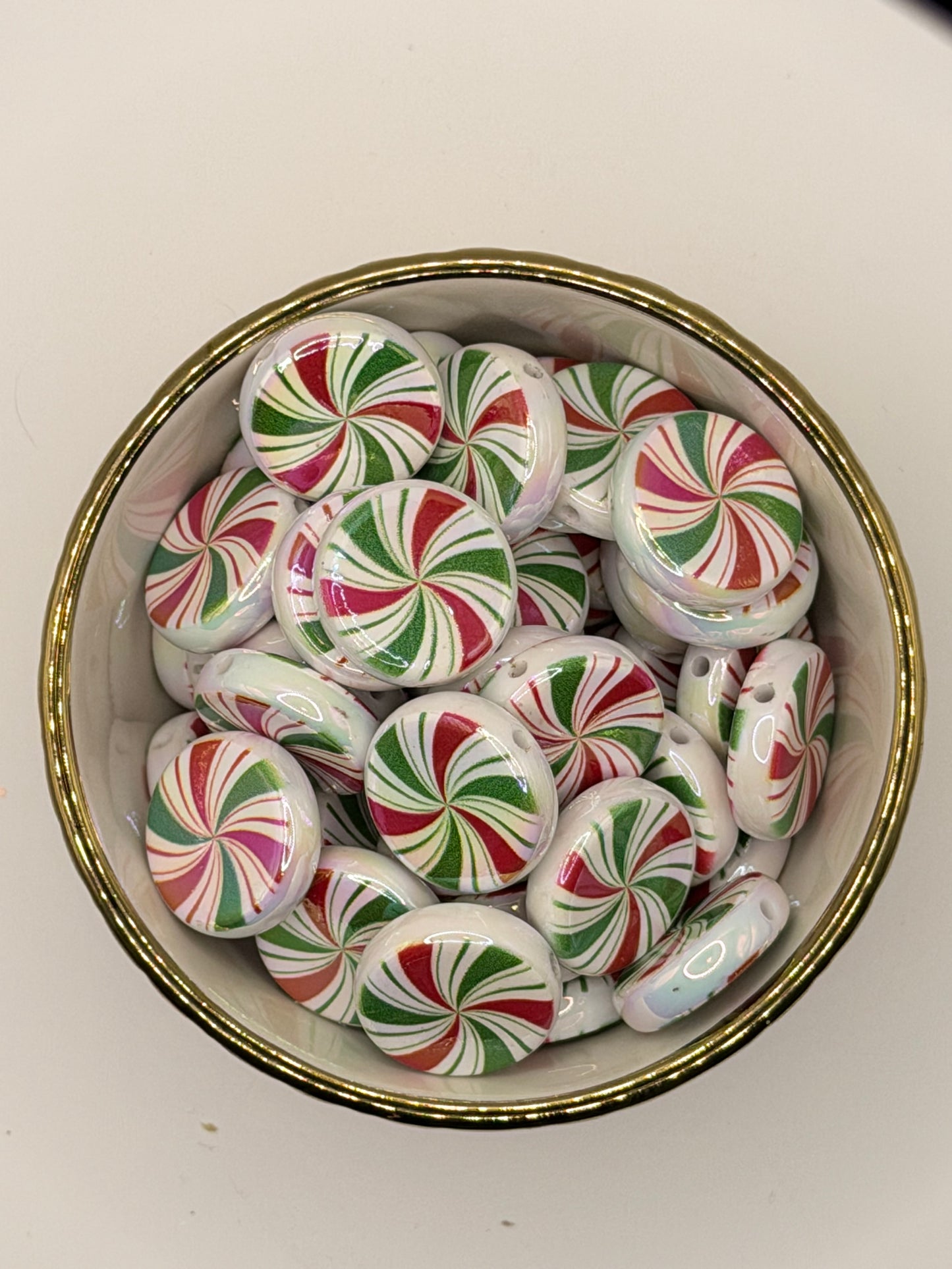 Peppermint Swirl AB Acrylic Bead (Sold Individually)