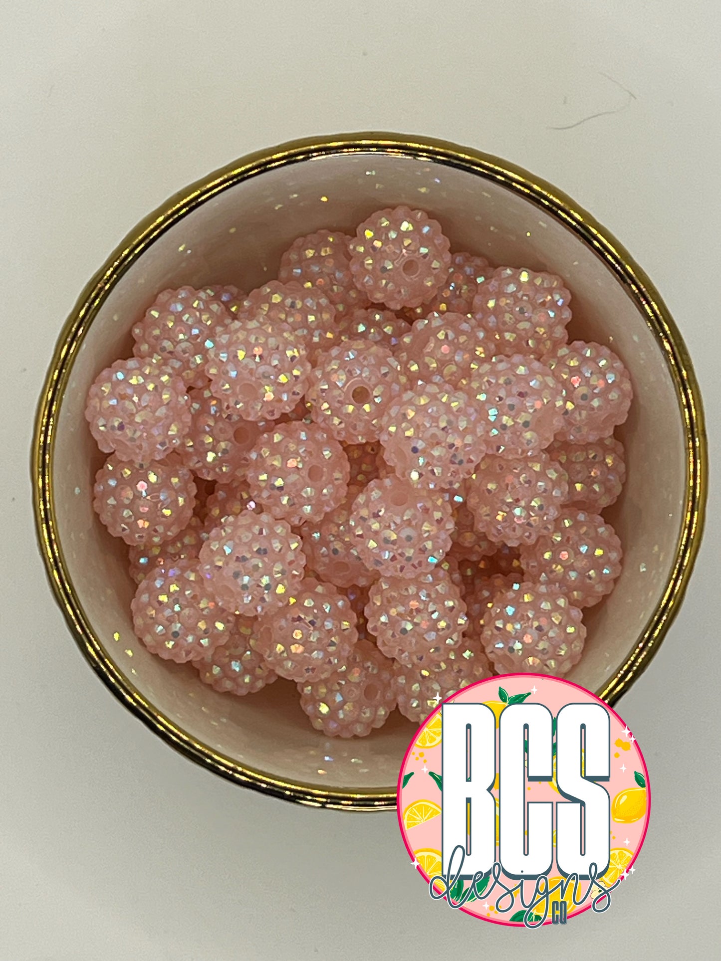 Soft Pink Transparent AB Rhinestone Beads 16mm (10 pack)