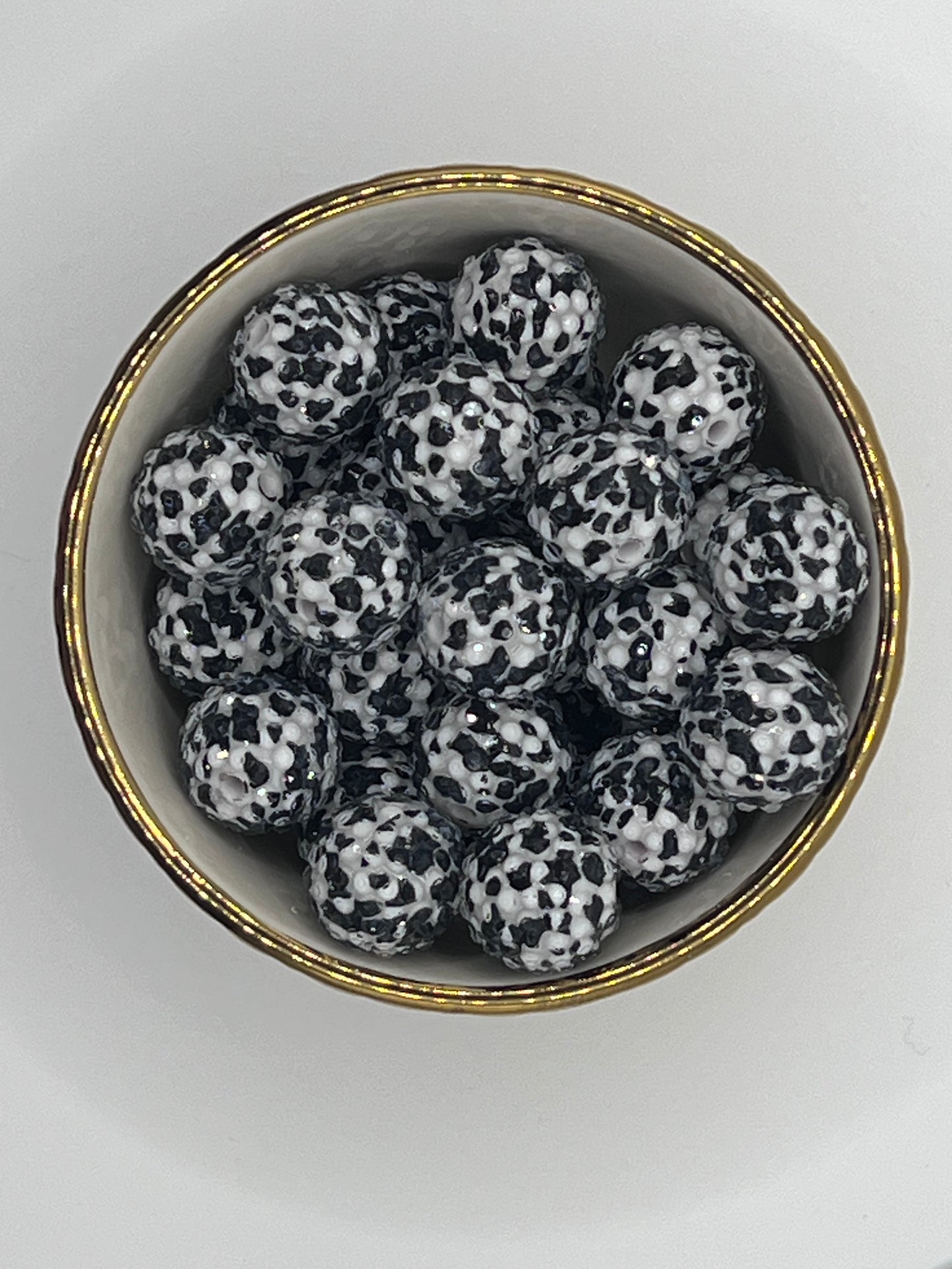 Cow Print Rhinestone Beads 20mm (sold individually)