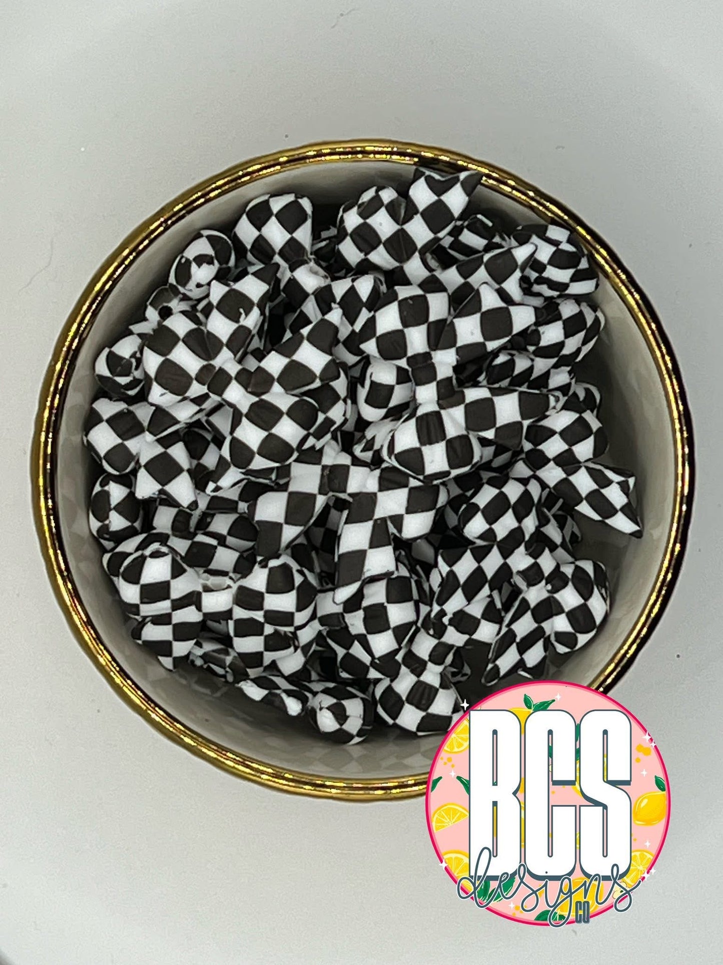Checkered Coquette Bow Focal Bead BCS EXCLUSIVE