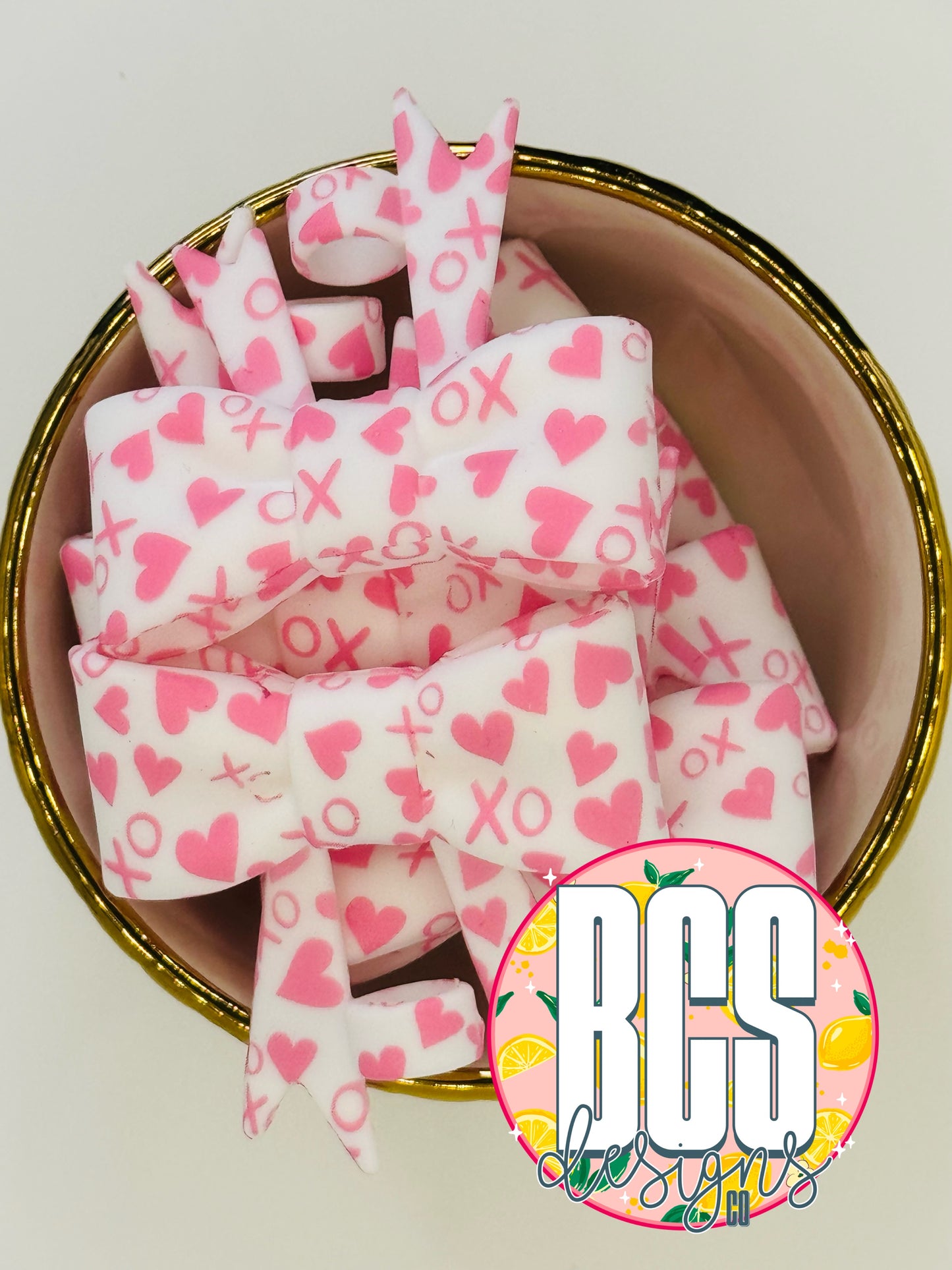 Pink XOXO Bow Straw Topper