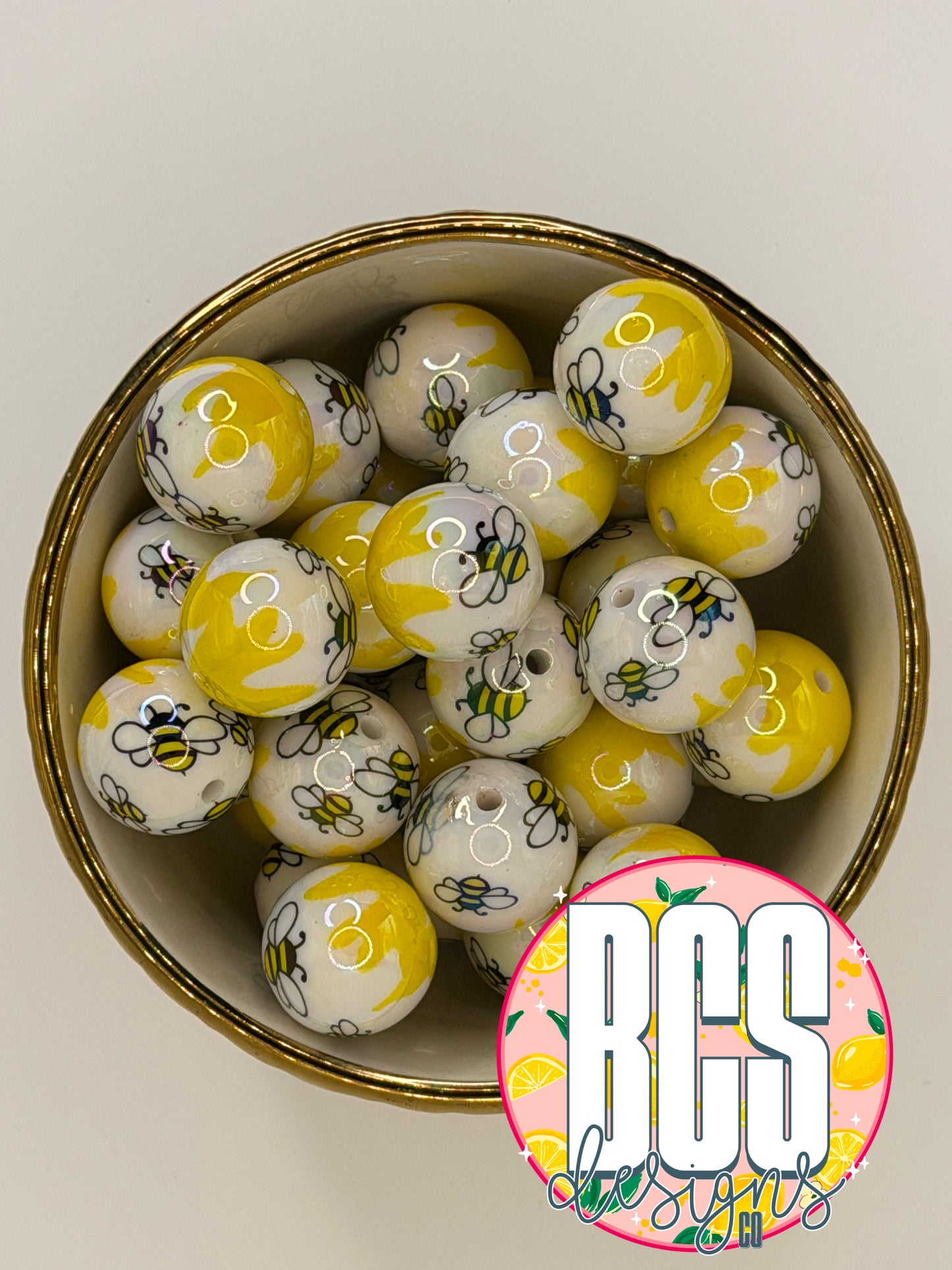 Bumble Bee AB 20mm Acrylic Bead (Sold Individually)