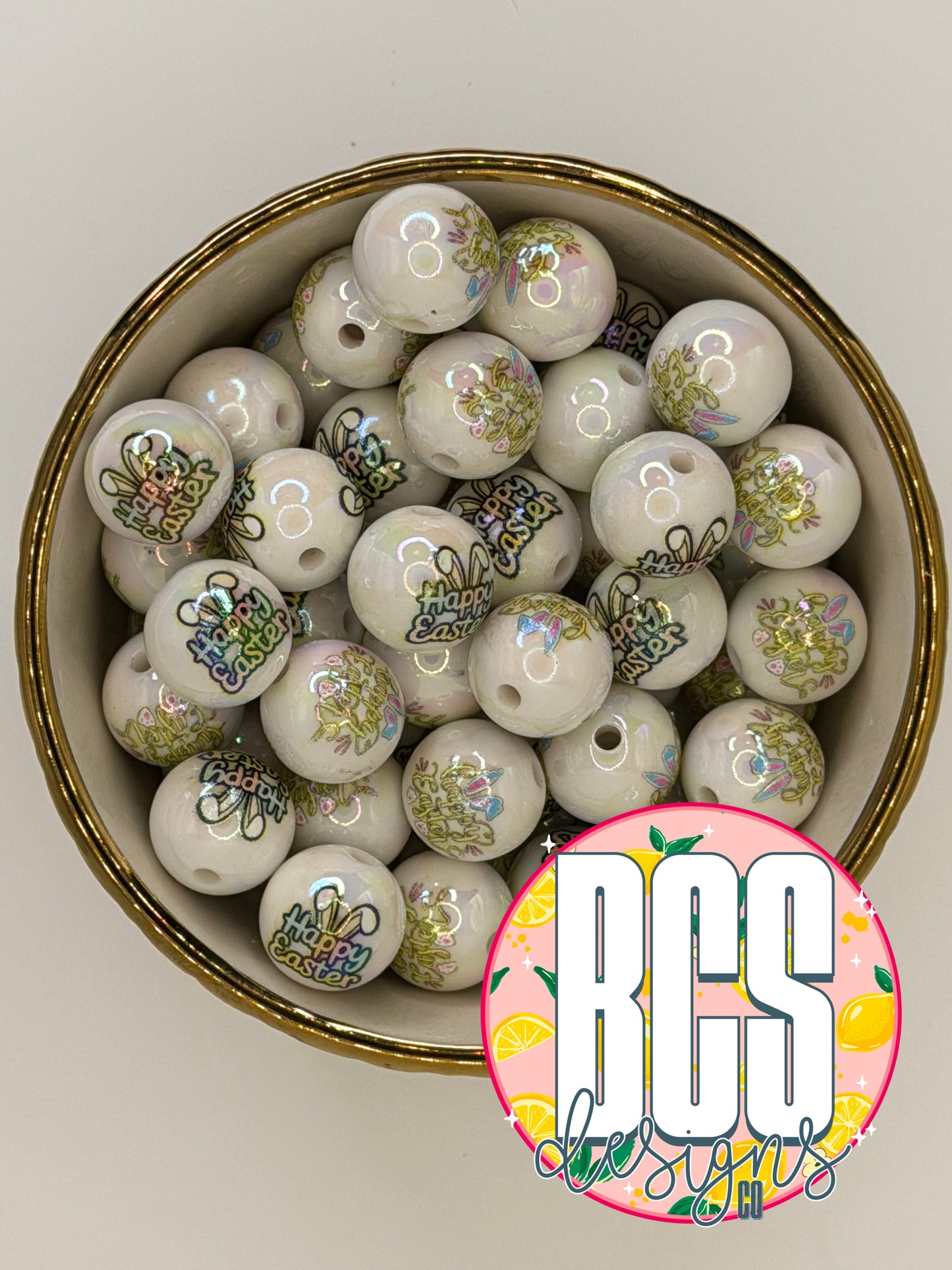 Happy Easter AB 16mm Acrylic Bead (Sold Individually)