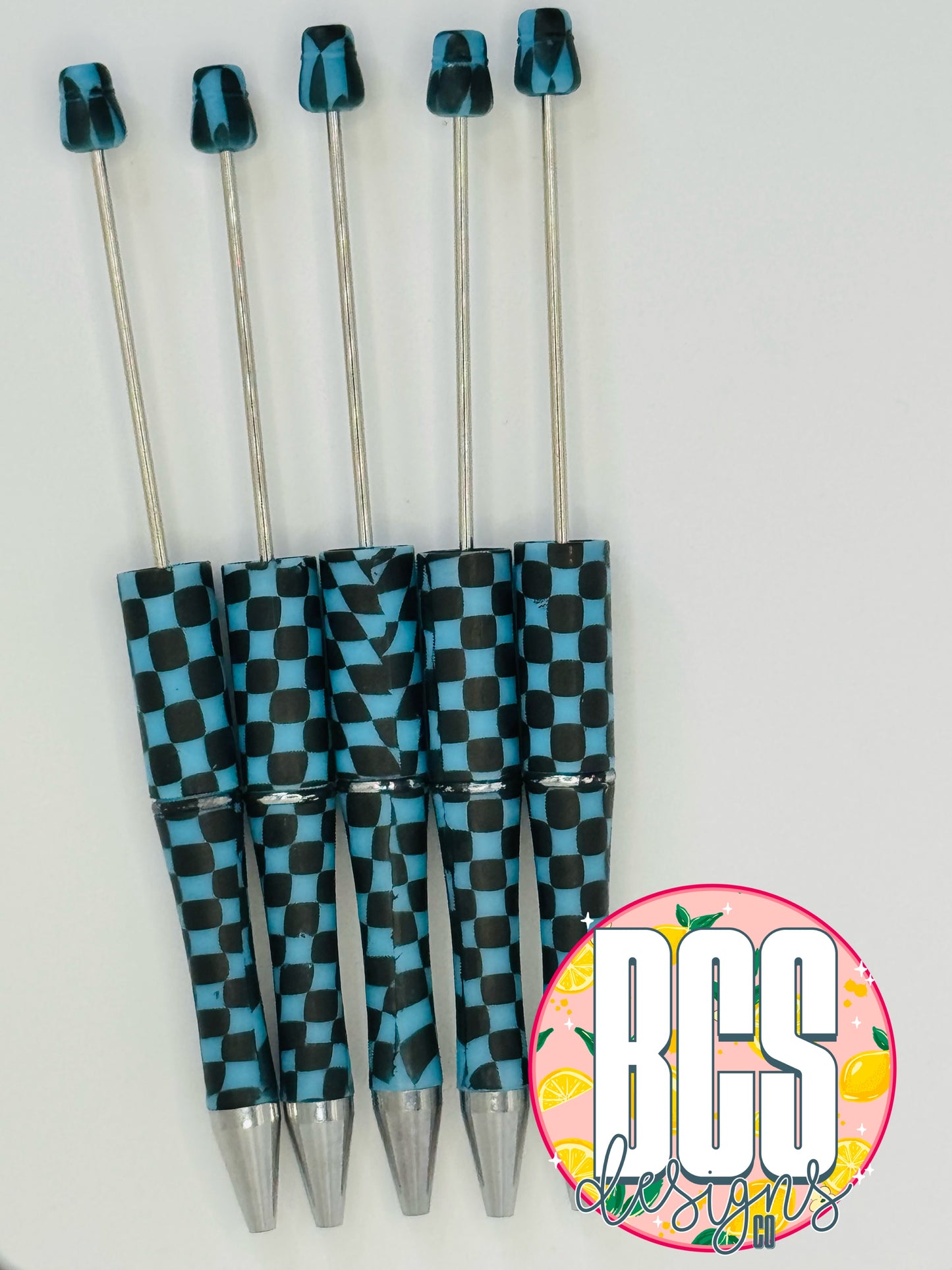 Blue/Black Checkered Pen Bases