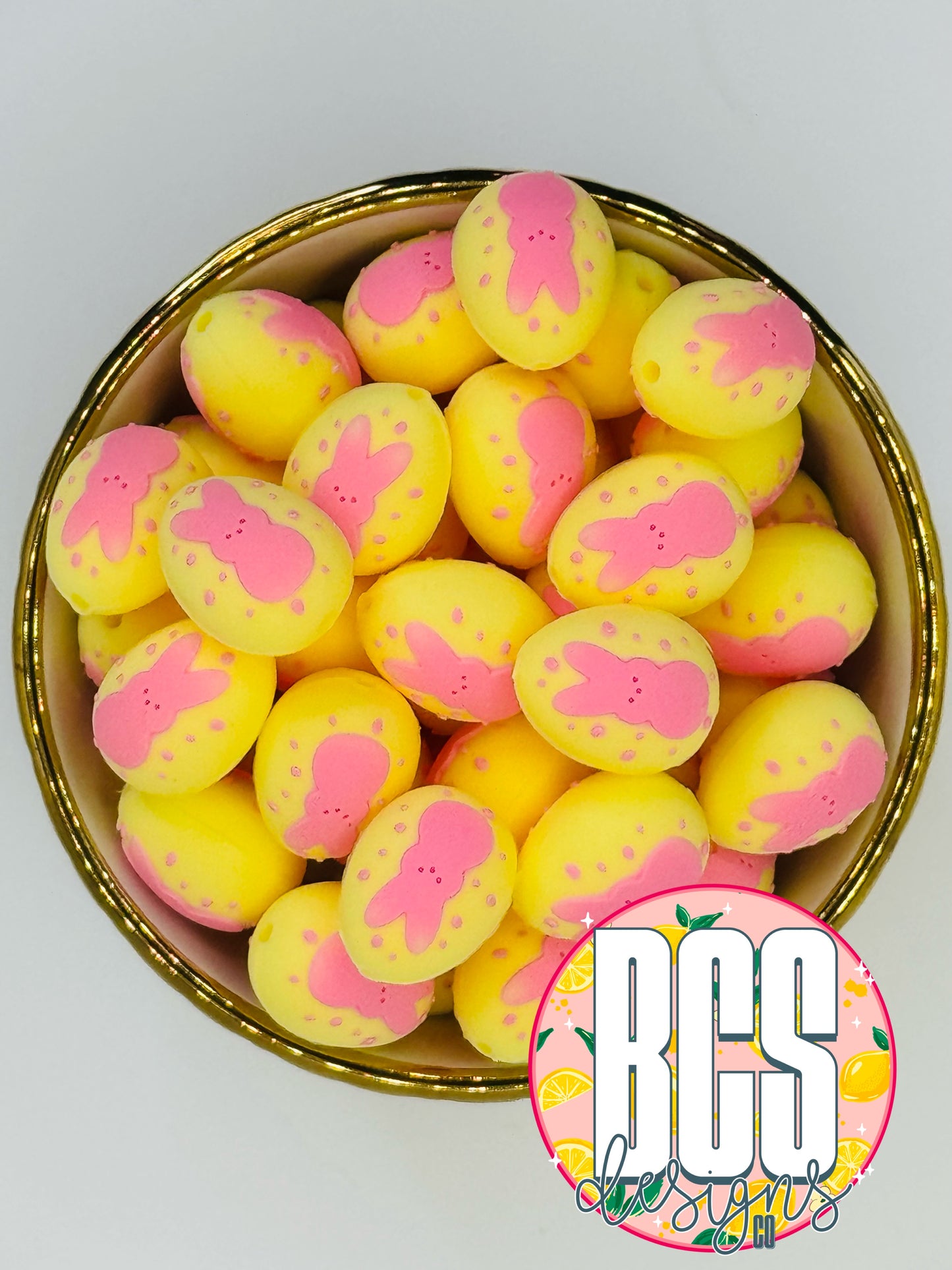 Yellow/Pink Squishy Bunny Eggs Focal