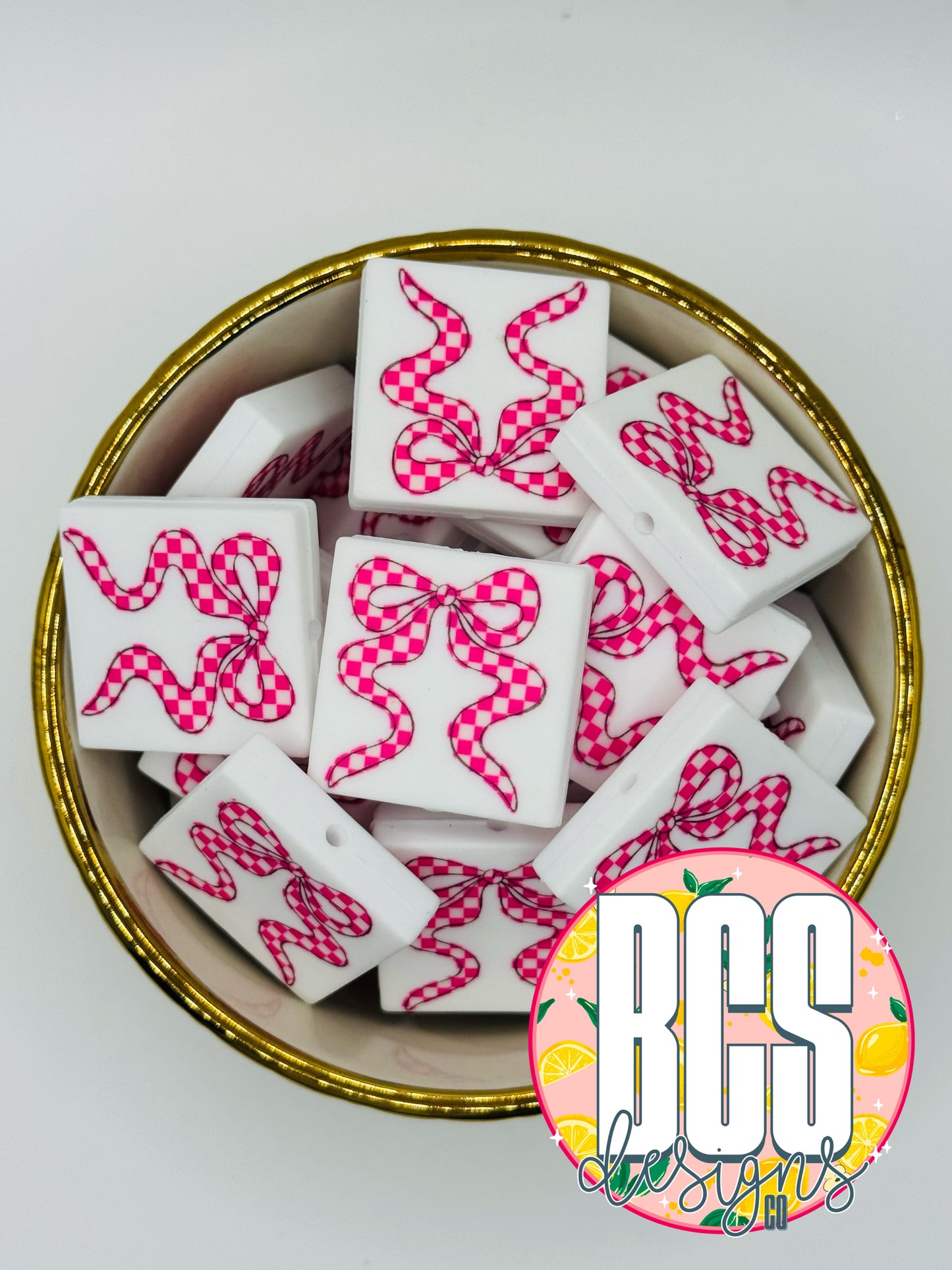 Pink Checkered Bow Focal BCS EXCLUSIVE
