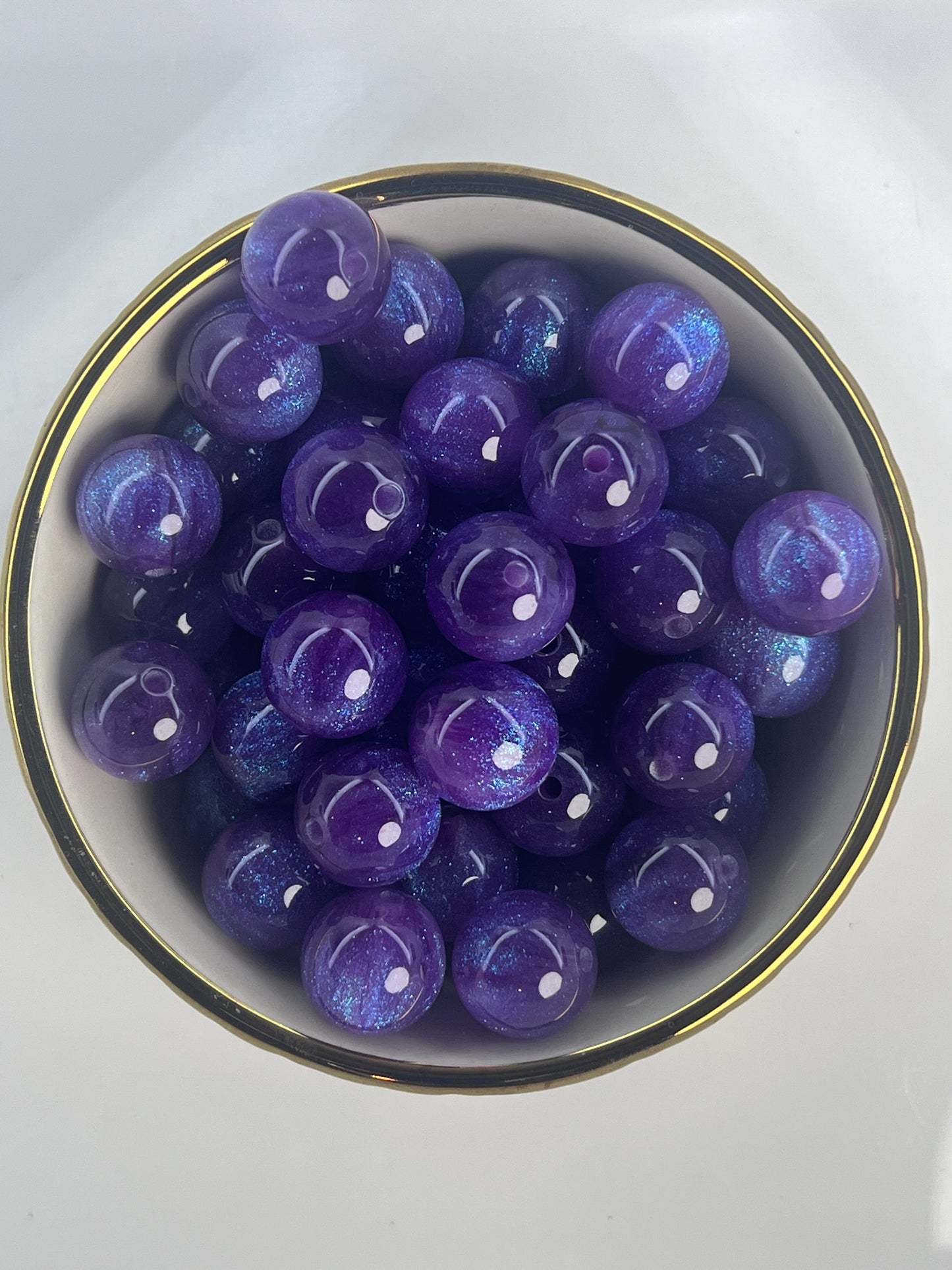 Purple/Blue Glitter Cat eye 16mm Acrylic Bead Mix (sold individually)