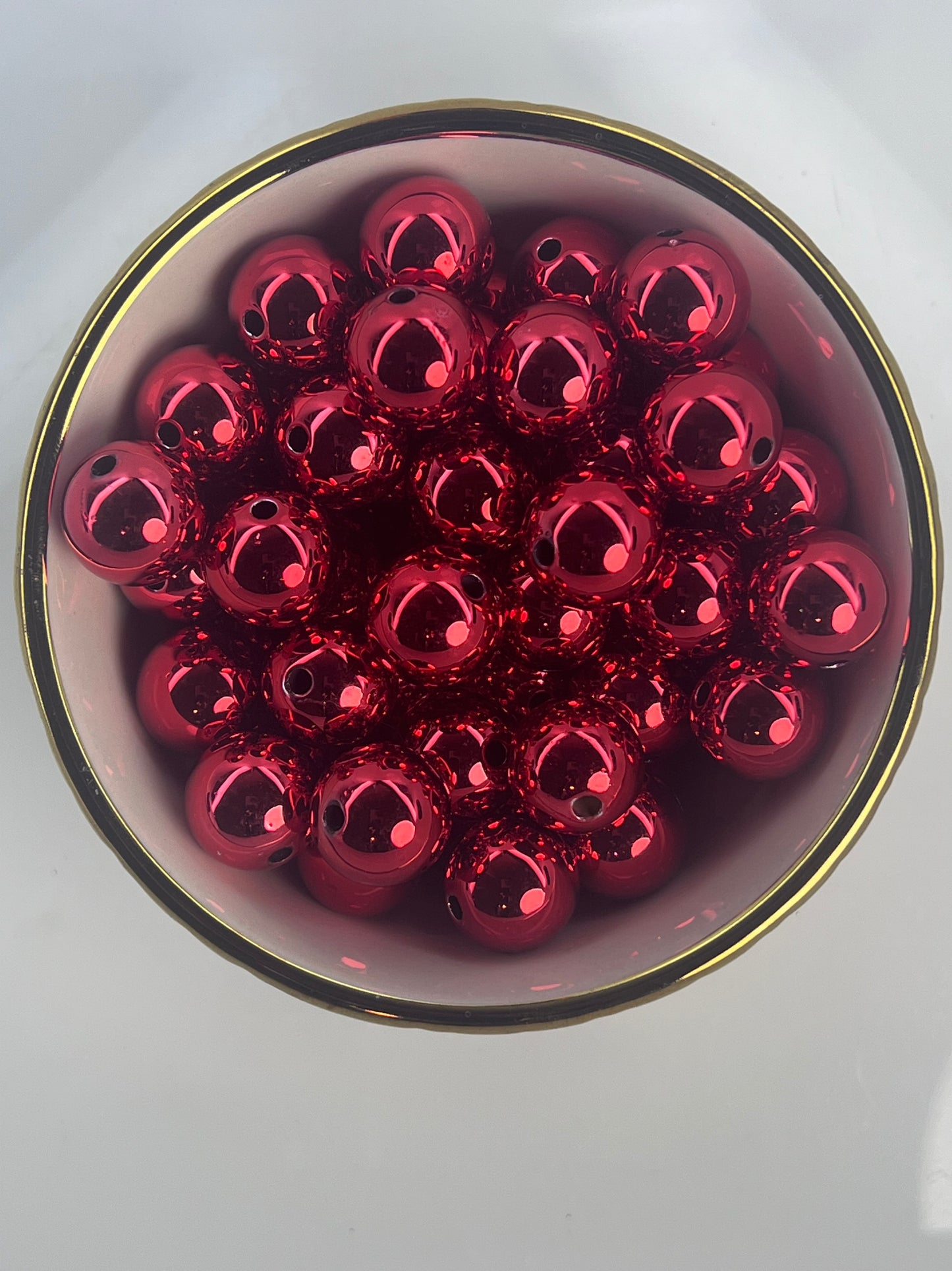 Red Metallic 16mm Acrylic Bead (Sold Individually)
