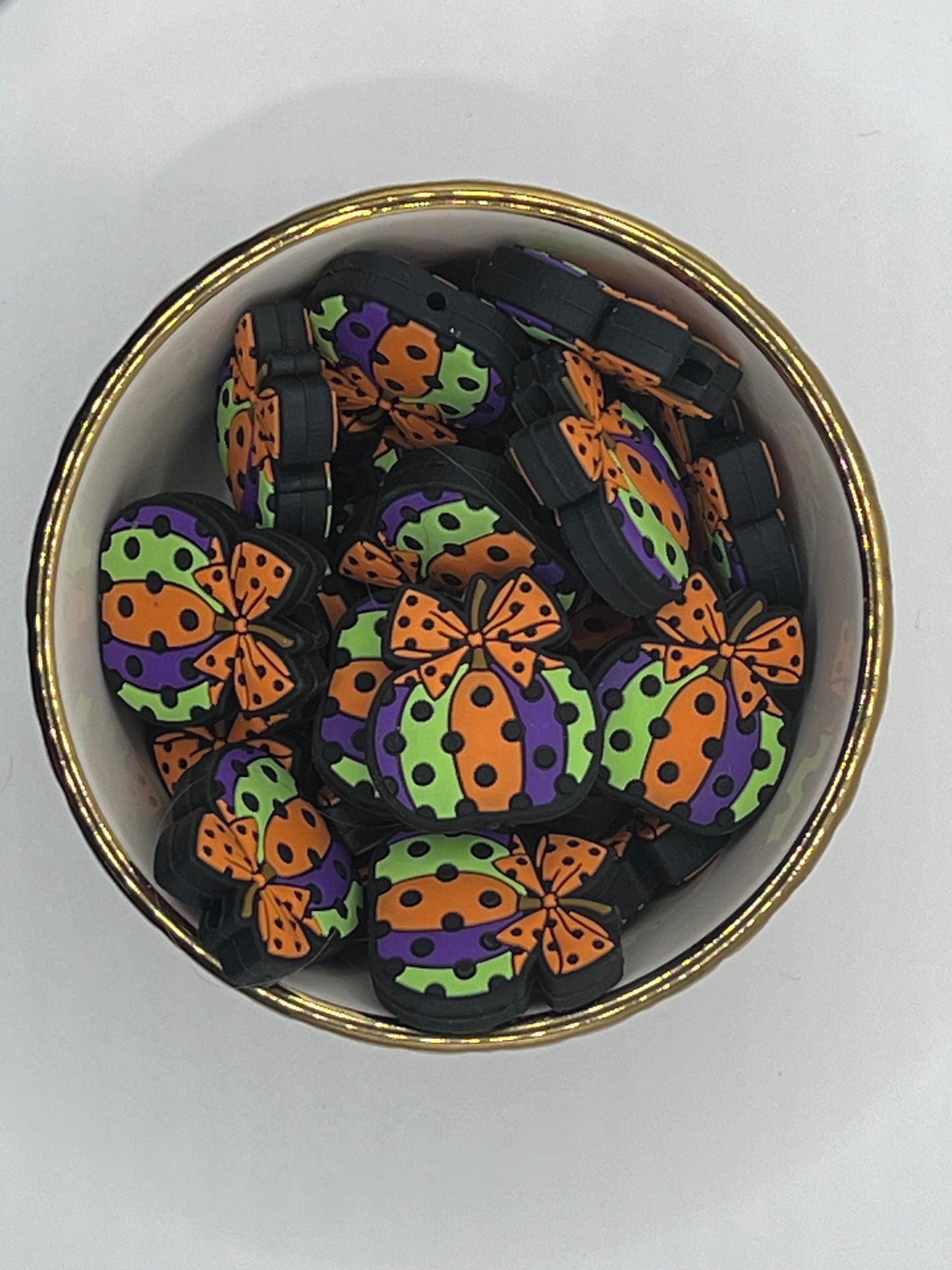 Halloween Pumpkin W/ Bow Focal Bead