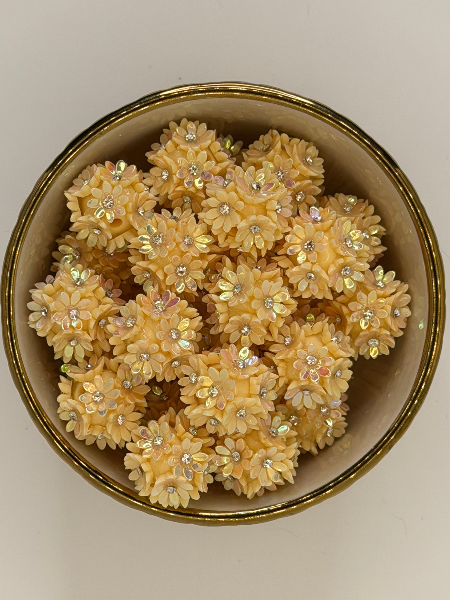 3D Yellow OPAL Flower 20mm Acrylic Bead (Sold Individually)