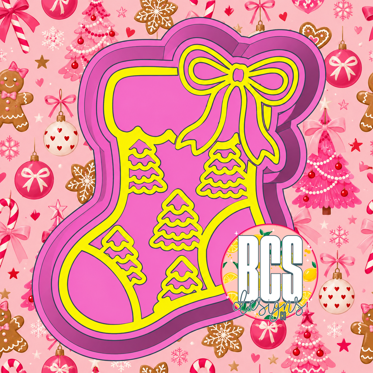 Tree Stocking W/ Bow Freshie Mold- BCS EXCLUSIVE