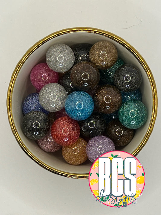 20mm Glitter Acrylic Bead MIX (10 Pack)