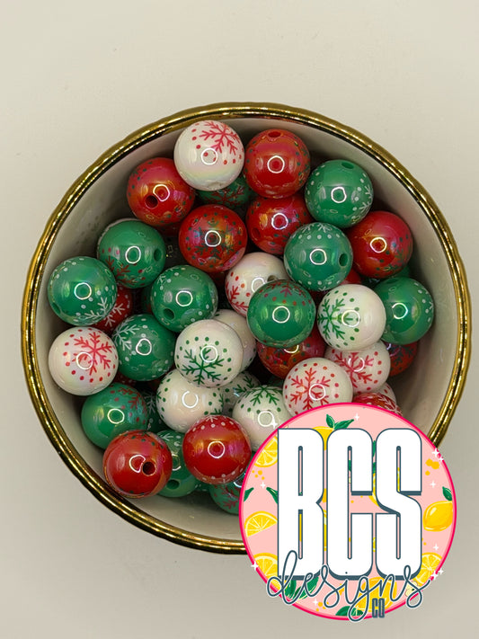 Christmas Snowflake AB Acrylic Bead MIX (10 Pack)