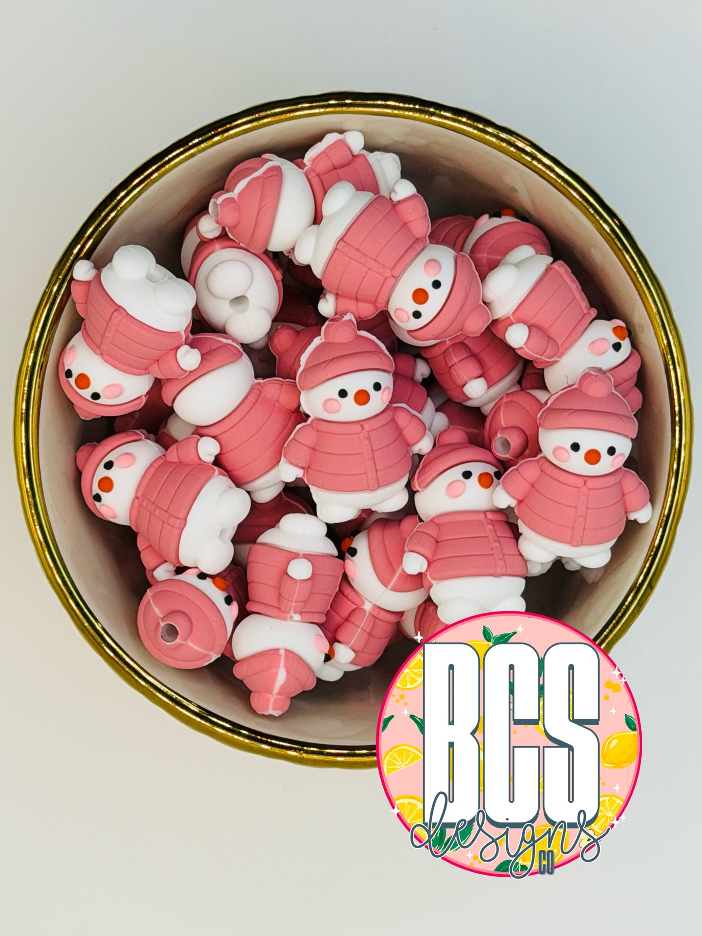 Katie Lu the Snowman Focal Bead BCS EXCLUSIVE - Dusty Pink