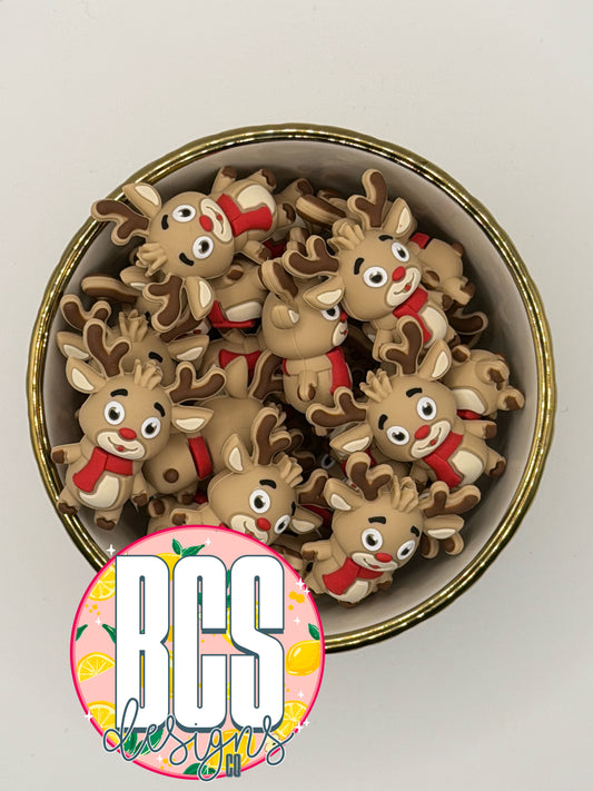 3D Reindeer w/ Scarf Focal Bead