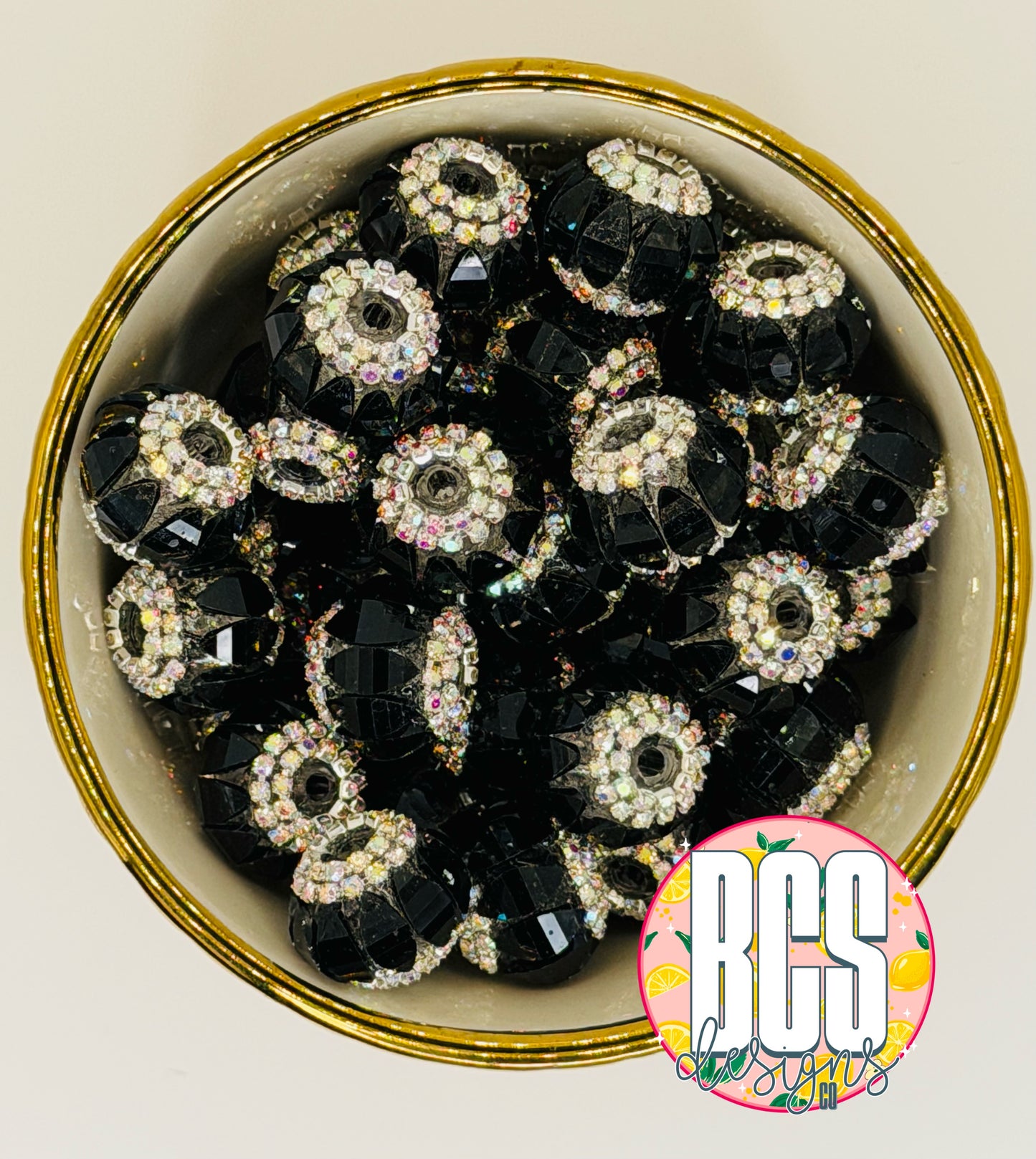 Black Rhinestone Specialty Beads 20mm (Sold Individually)