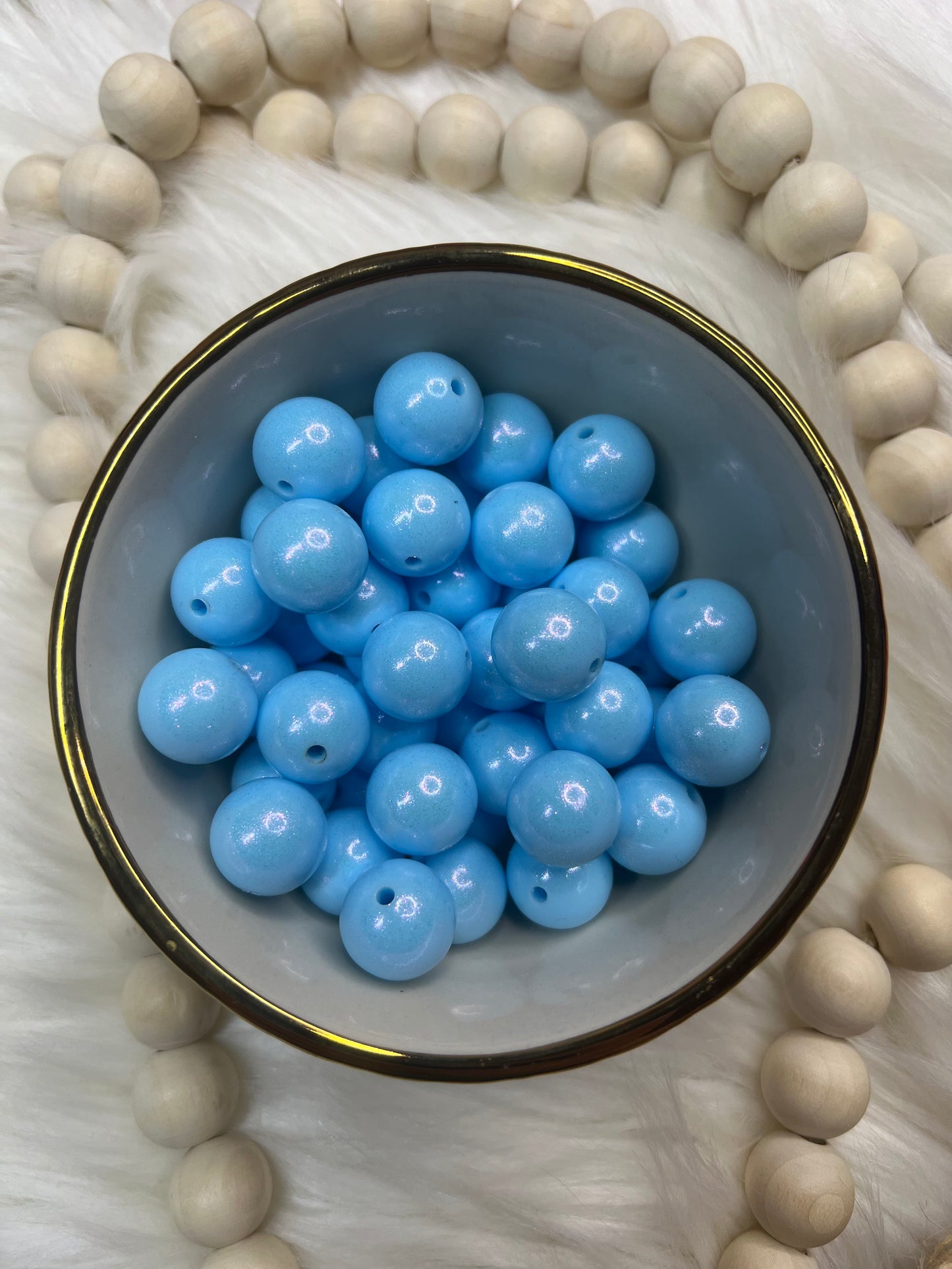 Blue Cotton 15mm Shimmer Silicone Bead