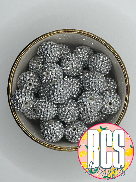 Silver Rhinestone Beads 20mm (10 pack)