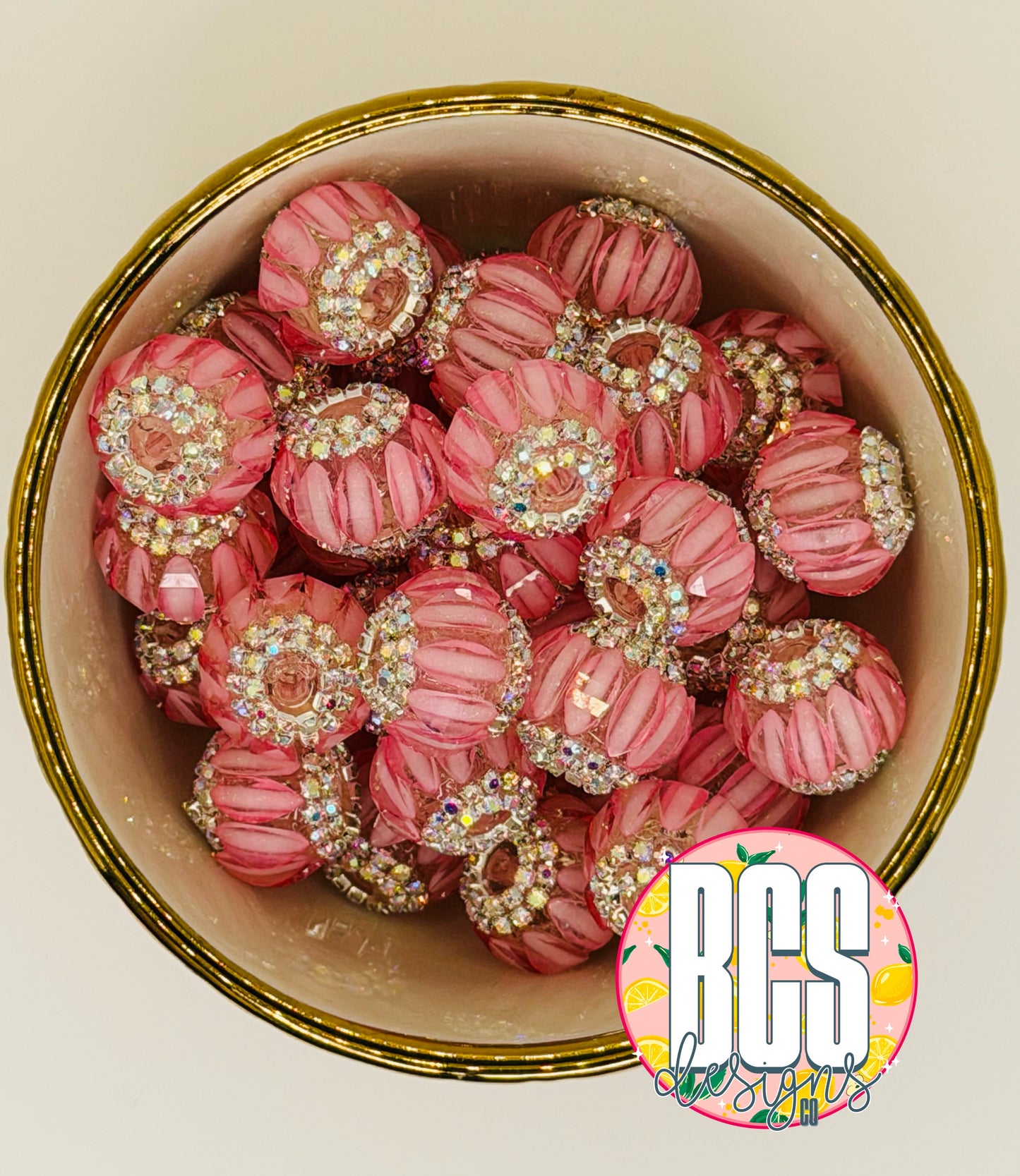 Pink Rhinestone Specialty Beads 20mm (Sold Individually)