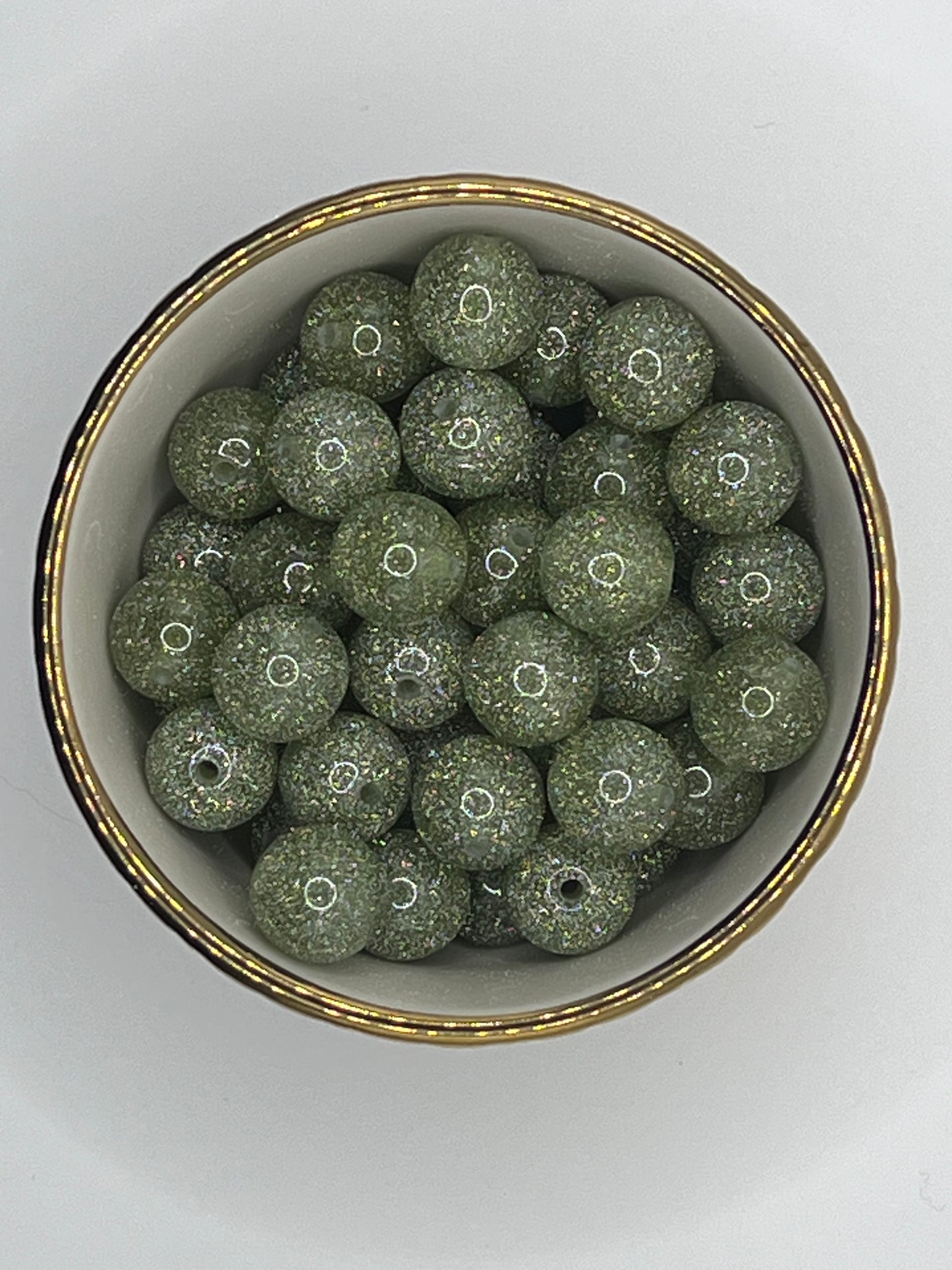 Lime Green Glitter Acrylic Bead (Sold Individually)