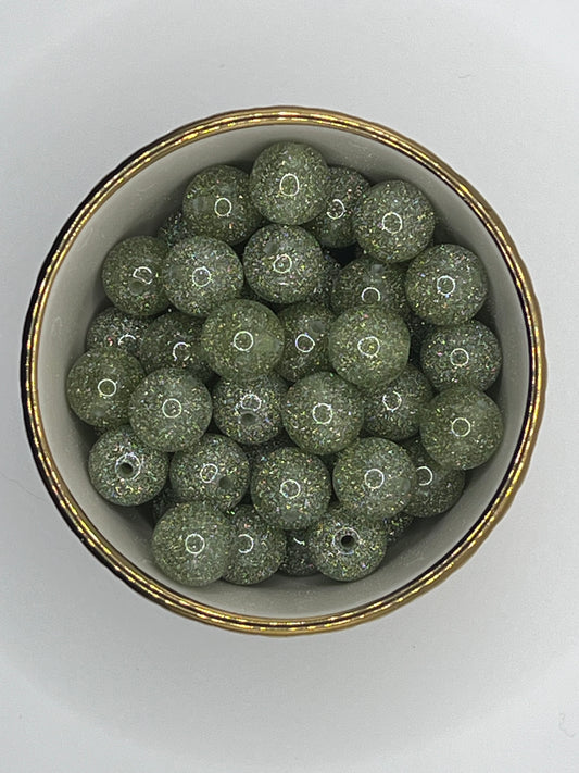 Lime Green Glitter Acrylic Bead (Sold Individually)