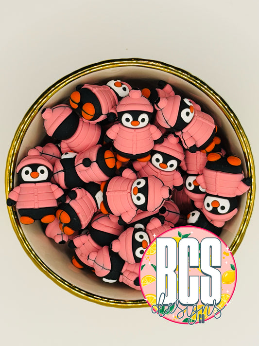 Lee Lee the Penguin Focal Bead BCS EXCLUSIVE - Dusty Pink