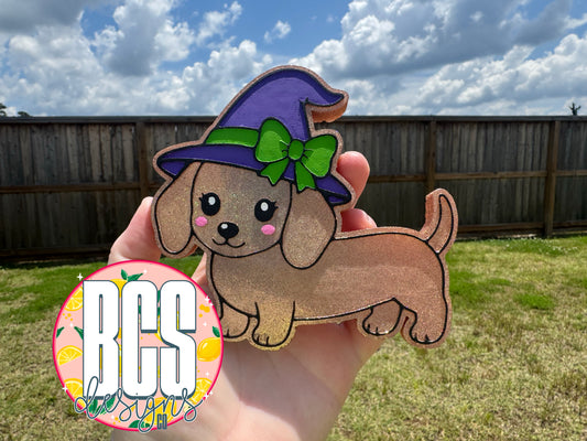 Winnie the Weenie Dog (Witch Hat) Freshie Mold- BCS EXCLUSIVE