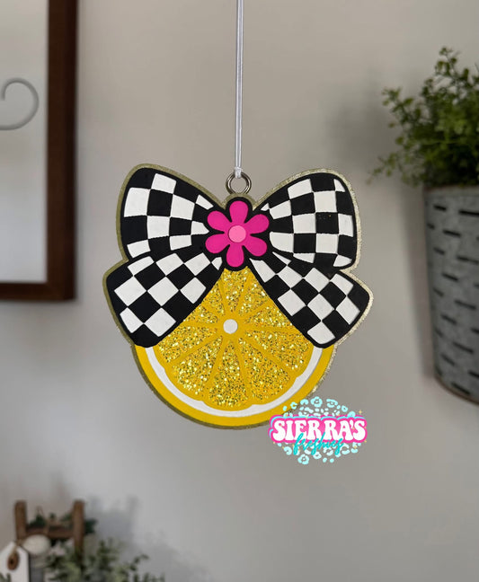 Lemon with Checkered Bow Freshie Mold