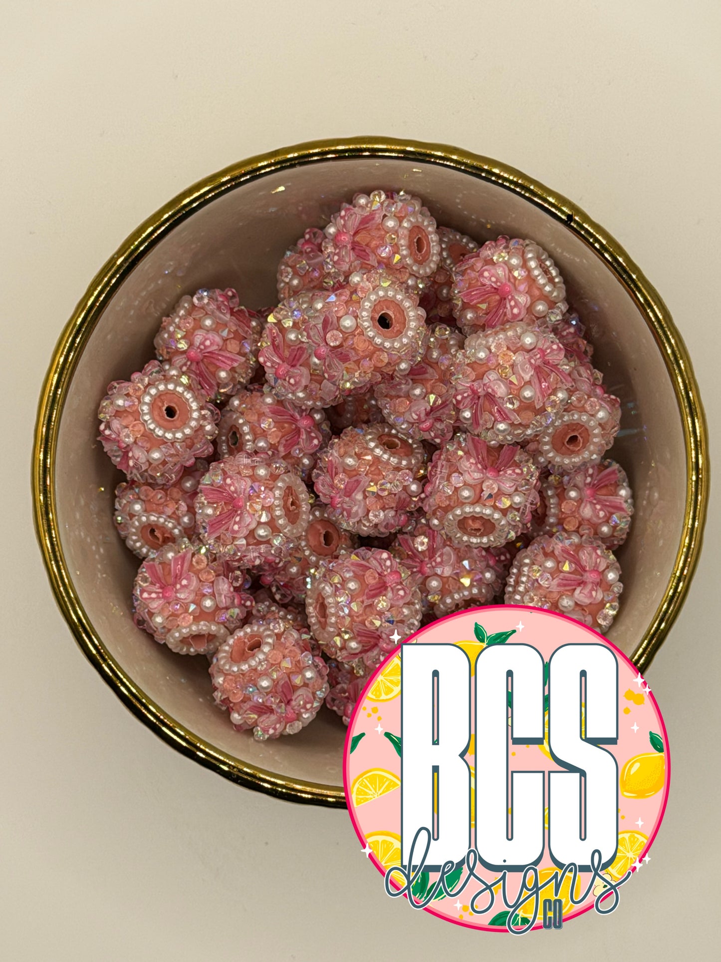 Pink Bow Specialty Acrylic Bead (Sold Individually)