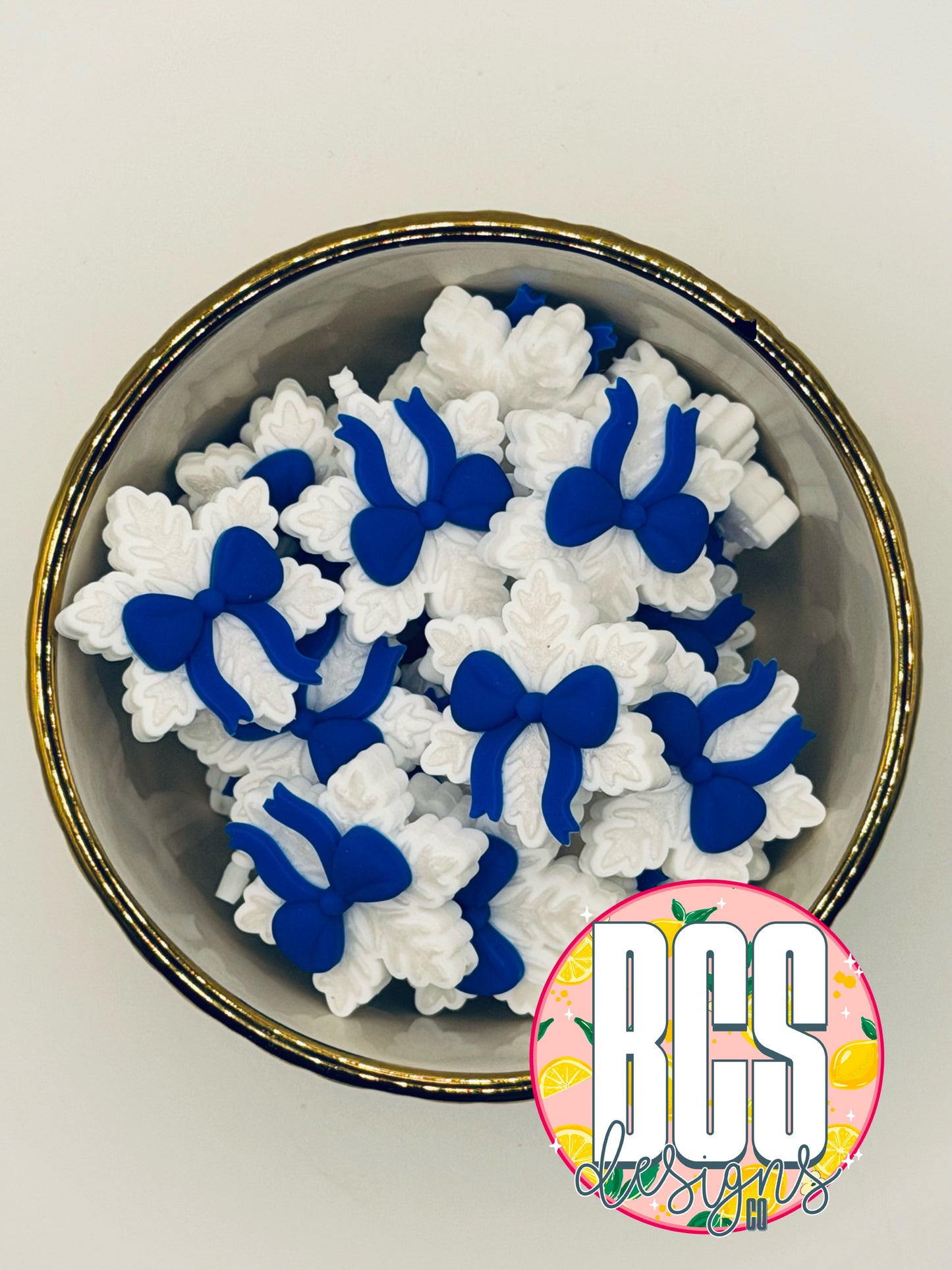 3D snowflake W/ Bow Focal Bead BCS EXCLUSIVE -Collab ROYAL BLUE