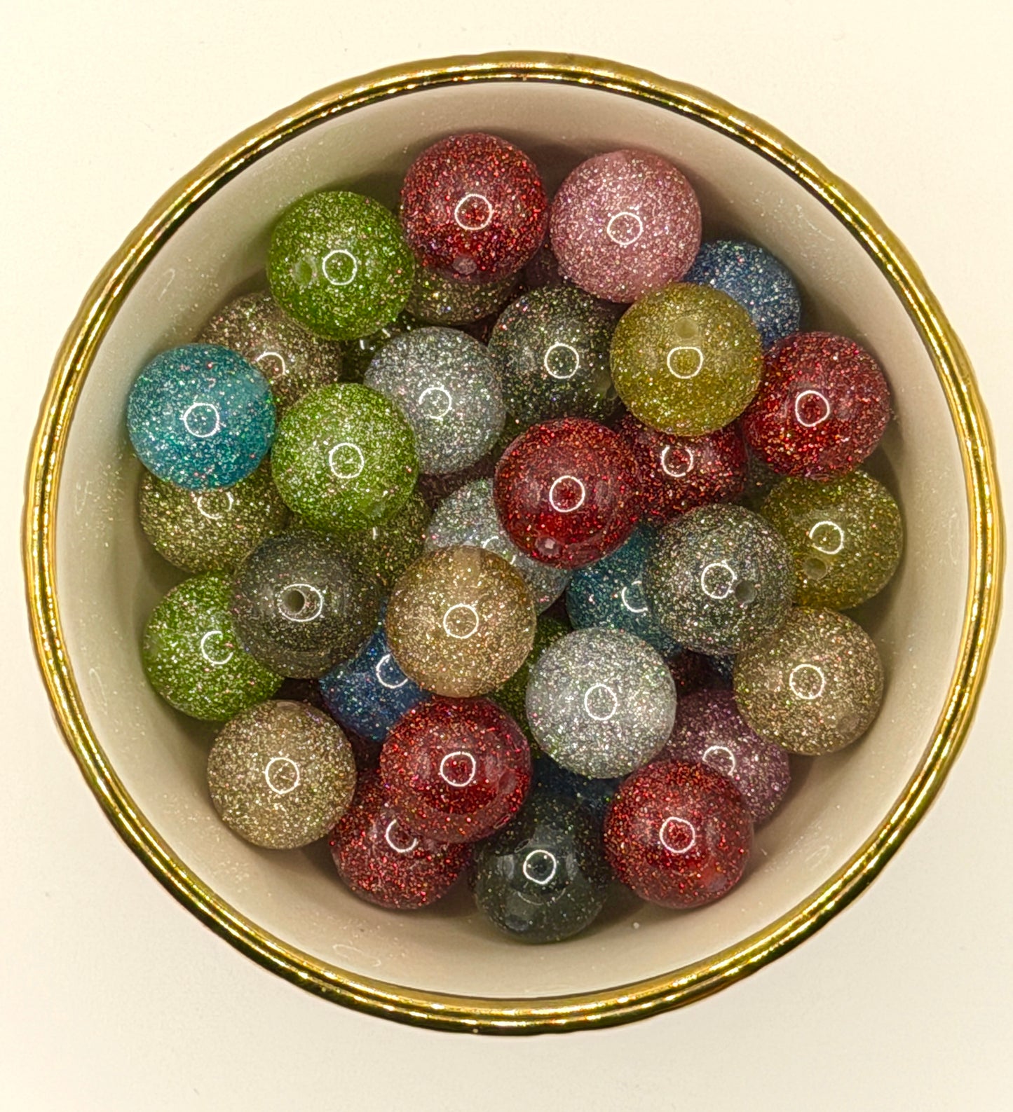 Glitter 16mm Acrylic Bead Mix (10 pack)