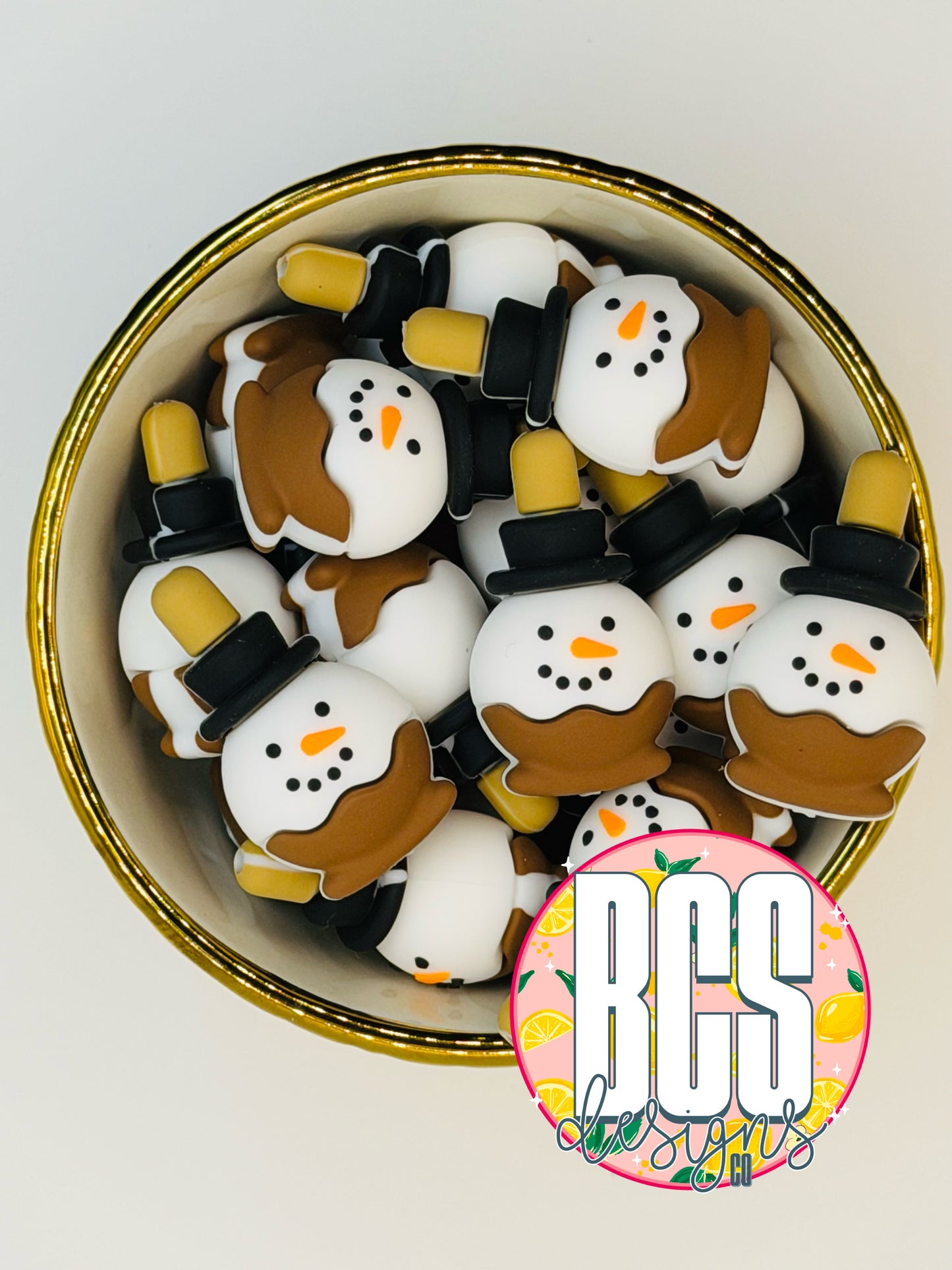 Snowmie the Snowman Carmel Apple Focal Bead BCS EXCLUSIVE