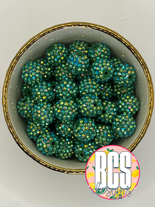 Lucky Green AB Rhinestone Beads 16mm (10 pack)